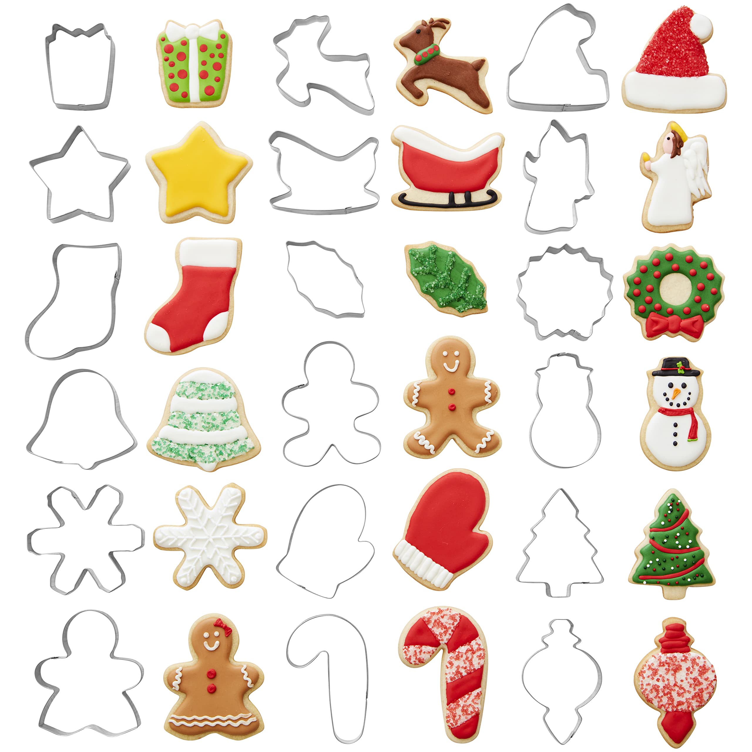 Wilton Holiday Shapes Metal Christmas Cookie Cutter Set, 18-Piece