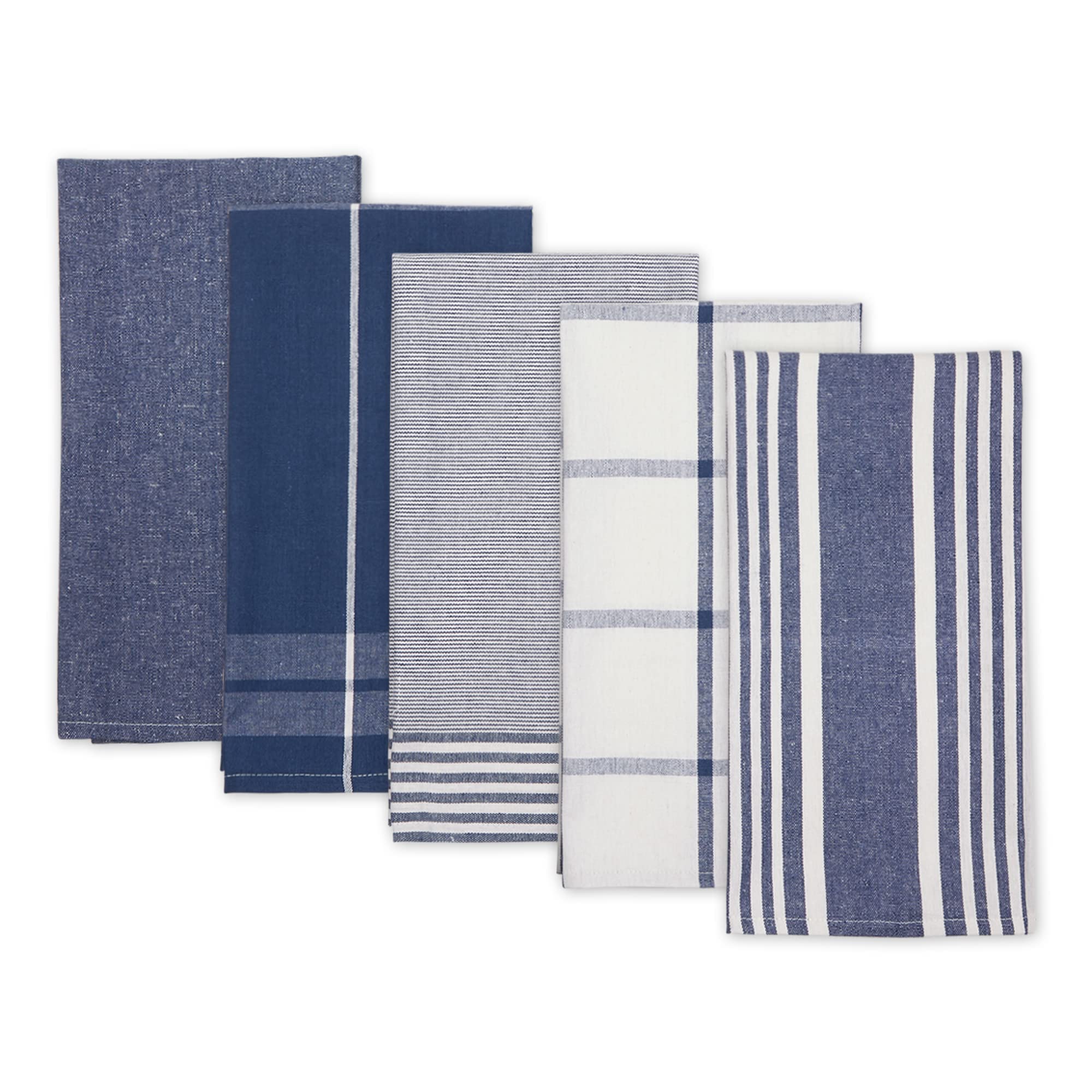 NAUTICAL BLUE CLASSIC OVERSIZED WOVEN DISHTOWELS SET/5