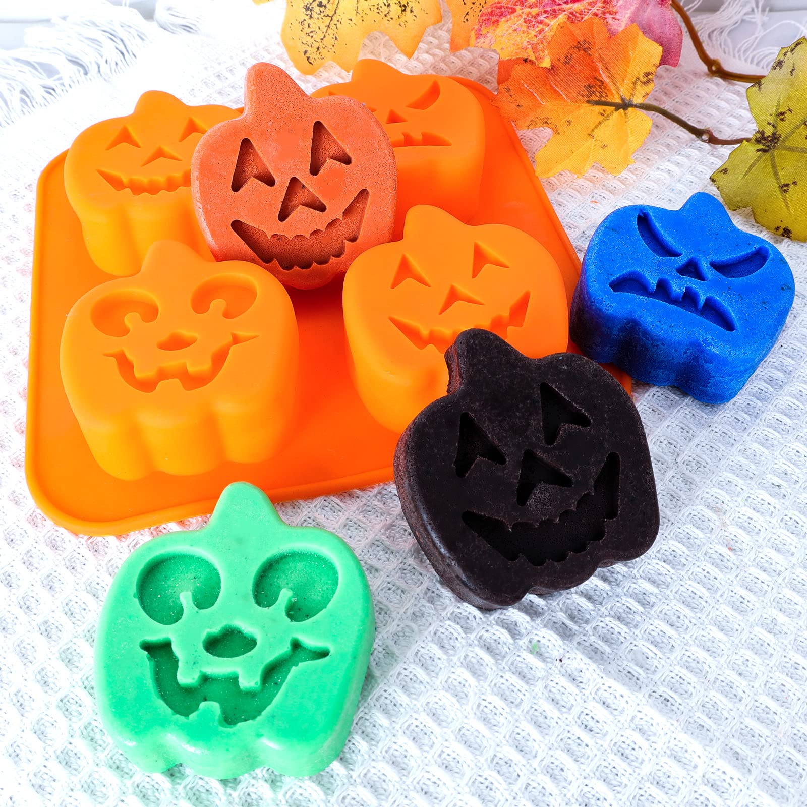 Pumpkin Silicone Mold Halloween Cake Mold 5 Piece Chocolate Molds Silicone With Ghost Pumpkin Bat & Witch Hat Cookie Molds For C
