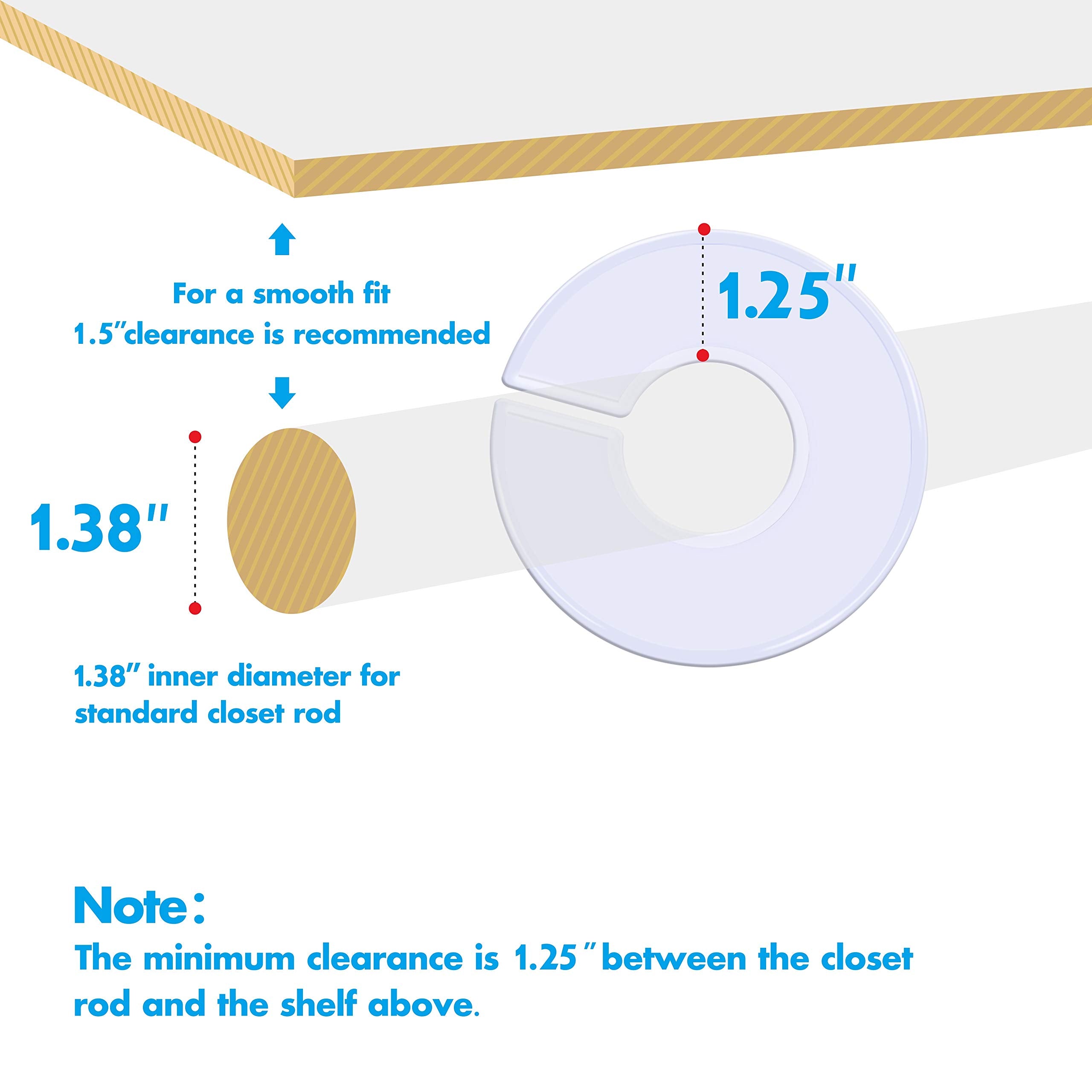 30 Pack White Round Clothing Size Closet Rack Dividers Hangers with 1 Bonus Marker (Outer 3.5?  Inner 1.38? in Diameter)