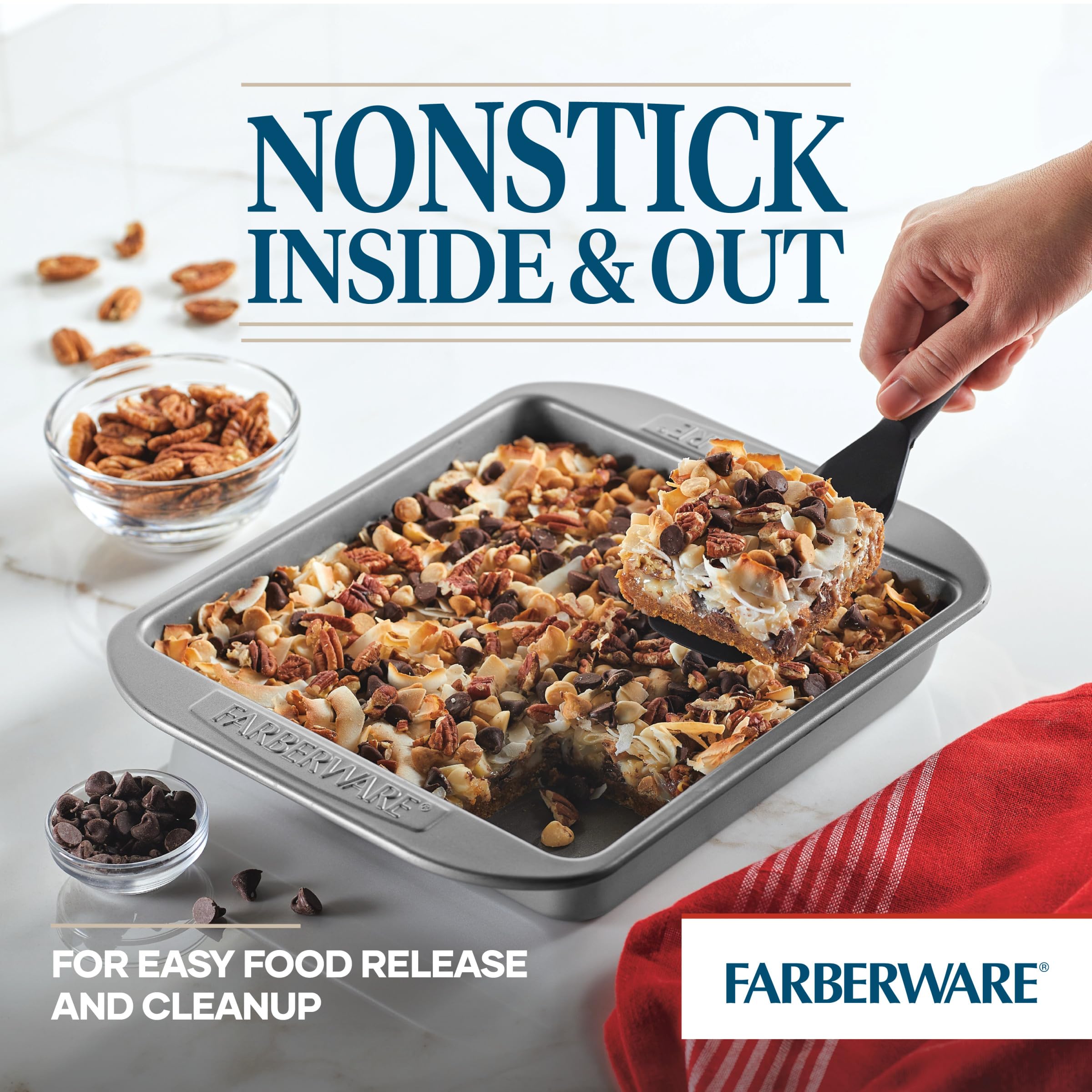 Farberware Nonstick Bakeware Nonstick Baking Pan / Nonstick Cake Pan, Square - 9 Inch, Gray