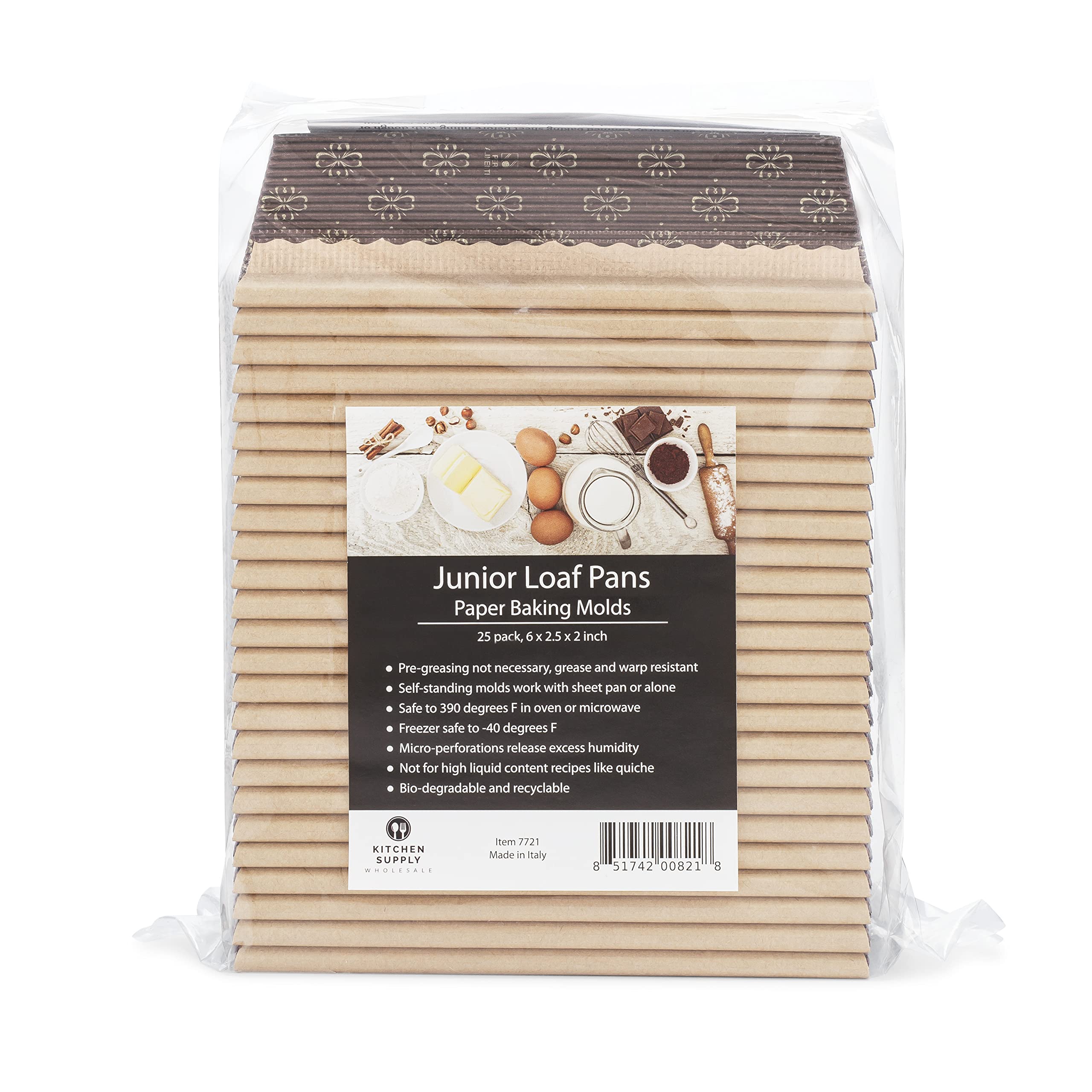 Kitchen Supply Wholesale Junior Loaf Pan Italian Paper Bakers (25-Pack, 6 X 2.5 X 2 Inch)