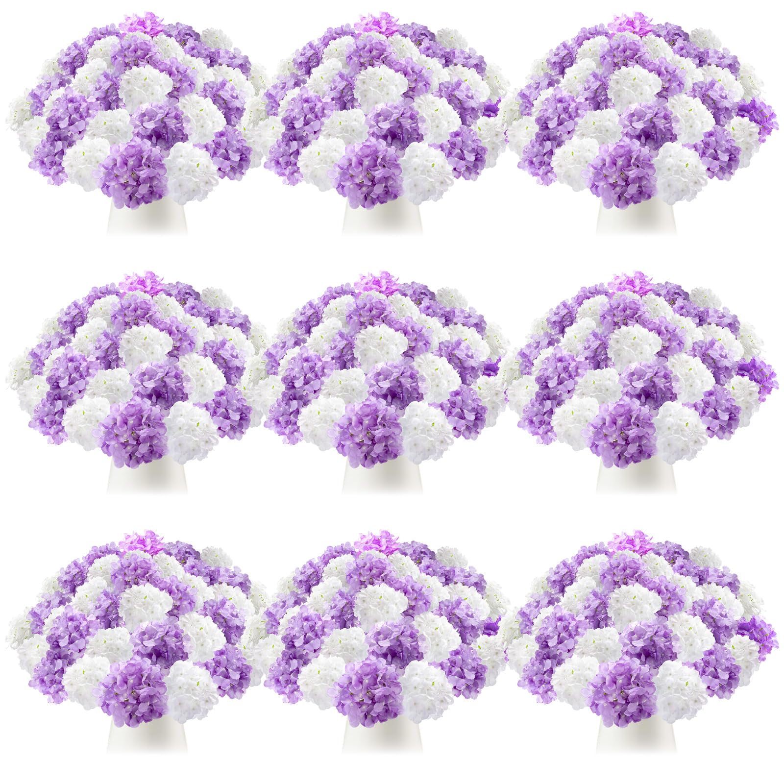 Tigeen 100 Pcs Hydrangea Artificial Flowers Bulk 7.48 Inch Artificial Hydrangeas with Removable Stems Faux Hydrangea Flowers Wed