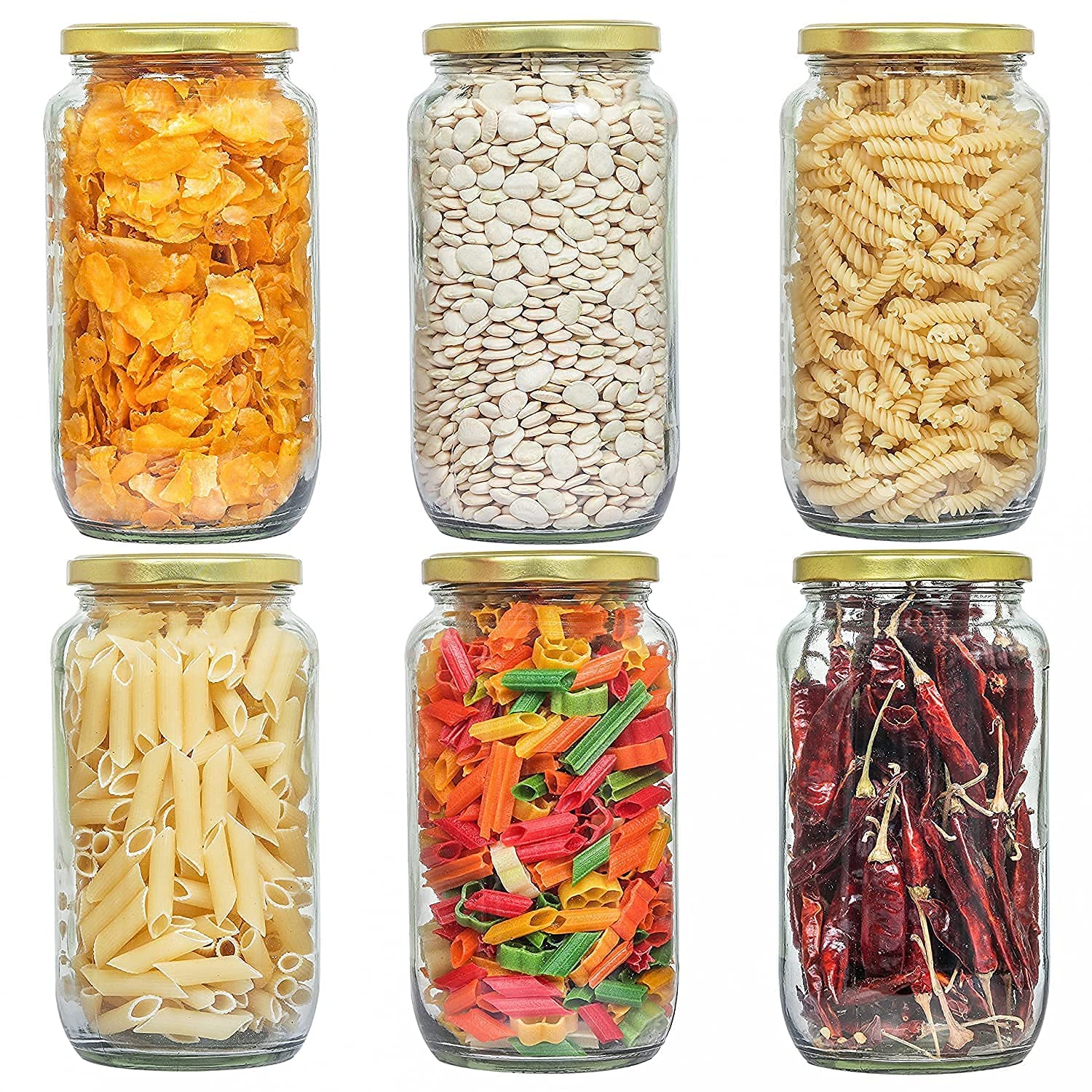 Brushfinch Kitchen Storage Jars For Sauce, Pickle, Cereal, Spice, Spaghetti Noodles, Air Tight Glass Jar, Transparent Storage Co