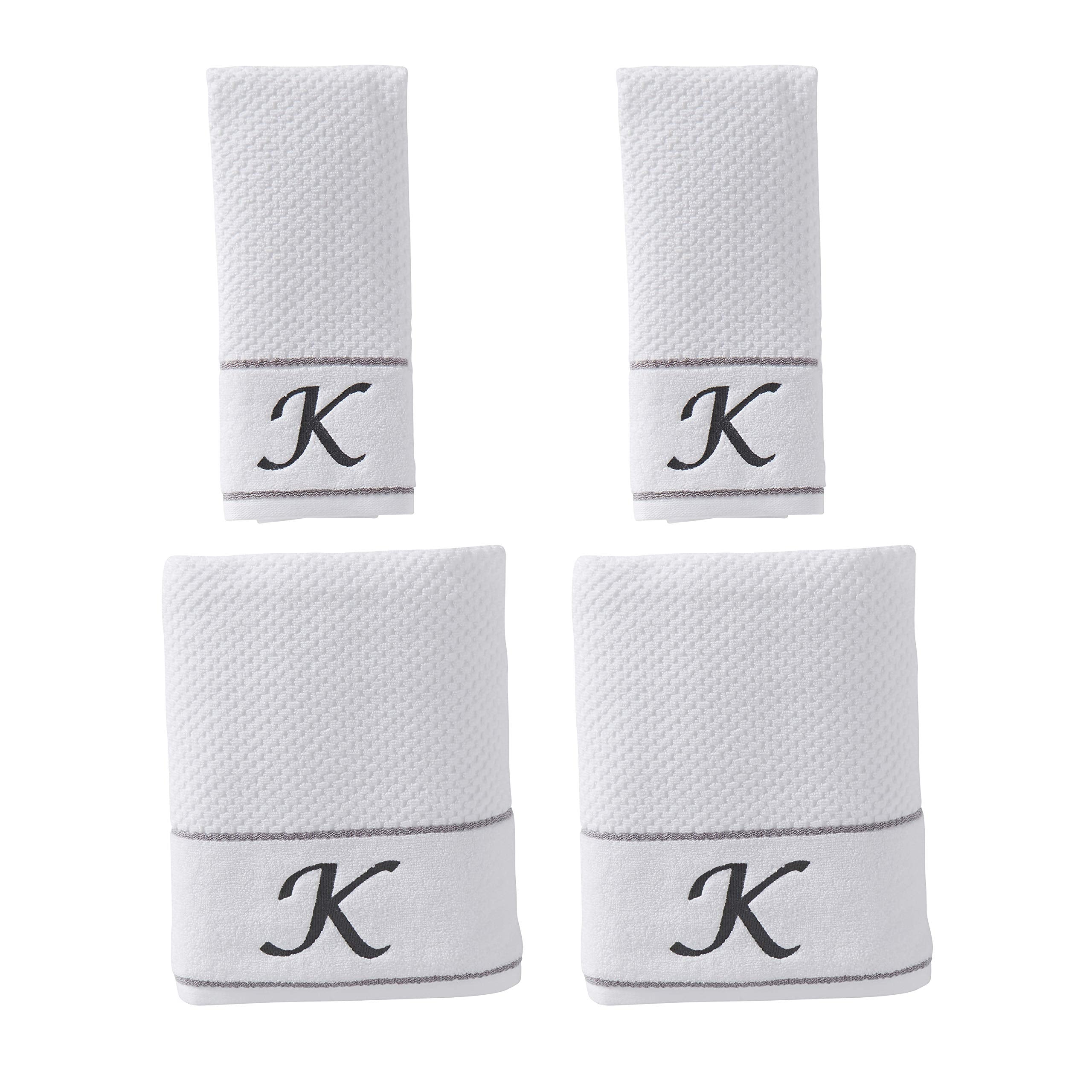 SKL Home by Saturday Knight Ltd. Monogram ''K'' Bath and Hand Towel Set  White  4-pack
