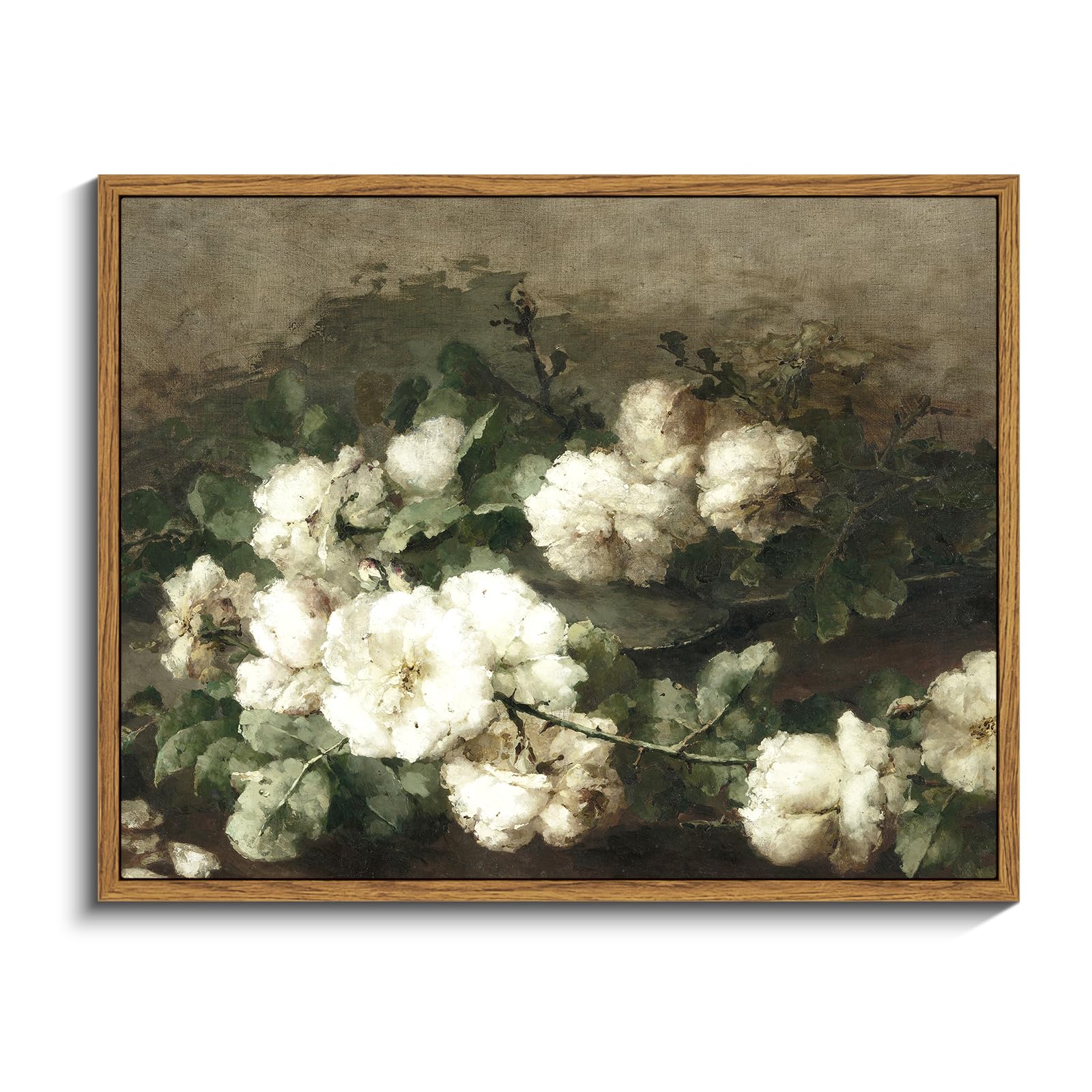 Insimsea Framed Canvas Wall Art Vintage Decor, Flower Prints Wall Art Room Wall Decor, Botanical Prints Wall Art For Living Room