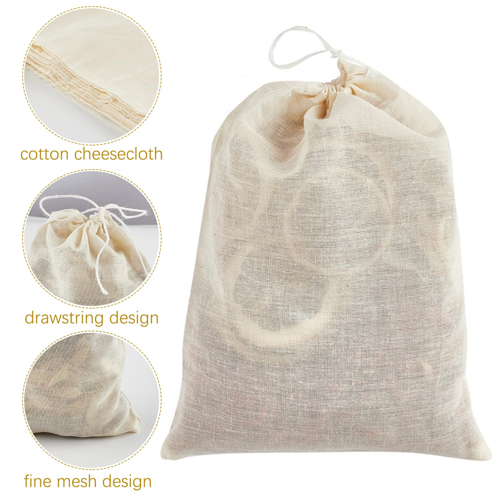 Tuzazo 24 Pack Reusable Spice Bags For Cooking, Cheesecloth Bags For Straining, Drawstring Cotton Tea Bags Soup Bags Bone Broth