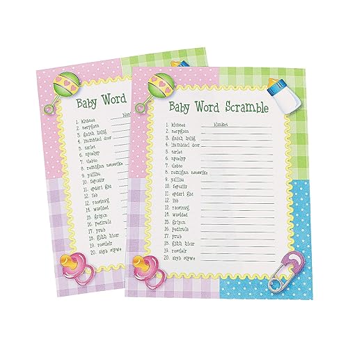 Baby Shower Word Scramble Game For Baby, 24 Playing Sheets - Baby Shower And Gender Reveal Party Games