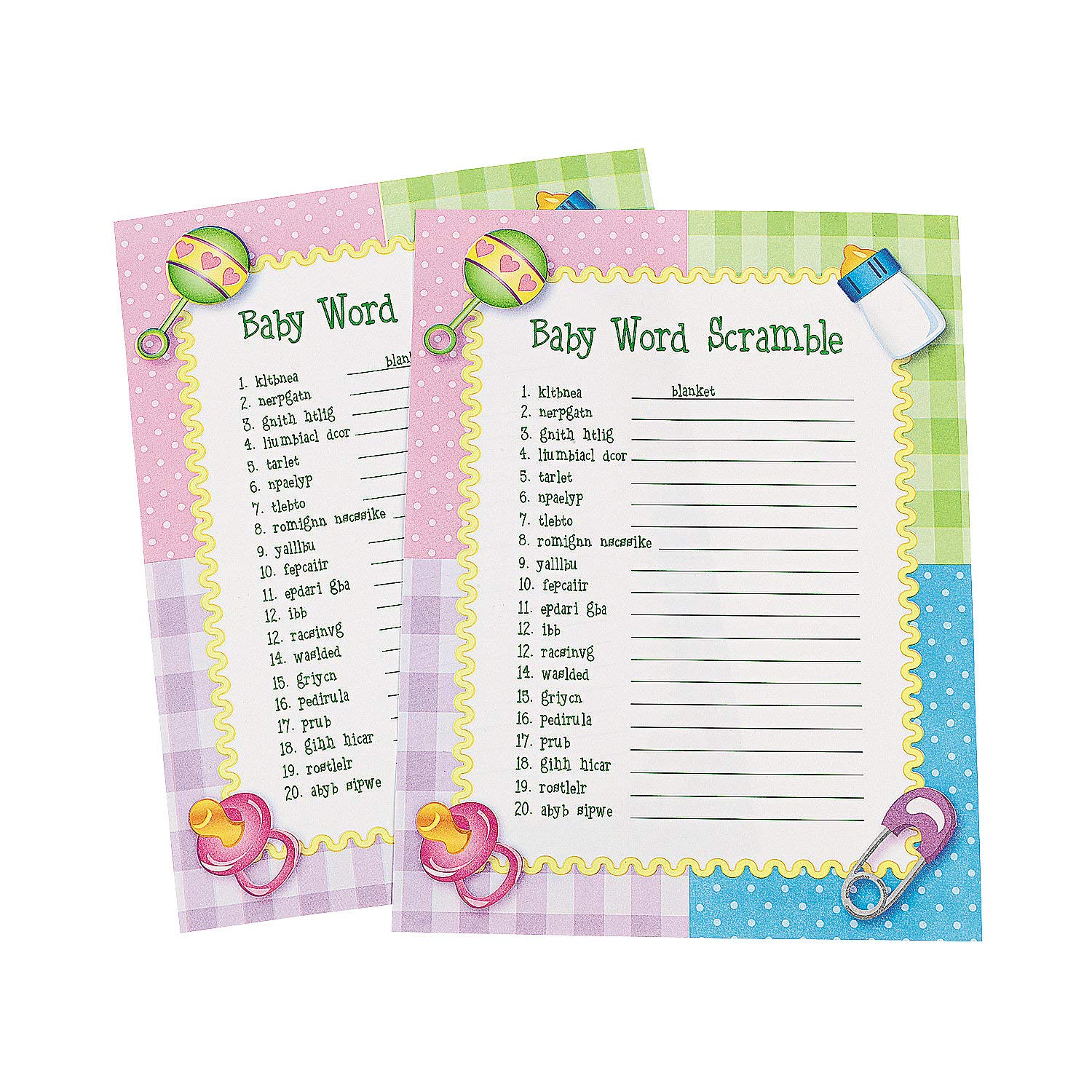 Baby Shower Word Scramble Game For Baby, 24 Playing Sheets - Baby Shower And Gender Reveal Party Games