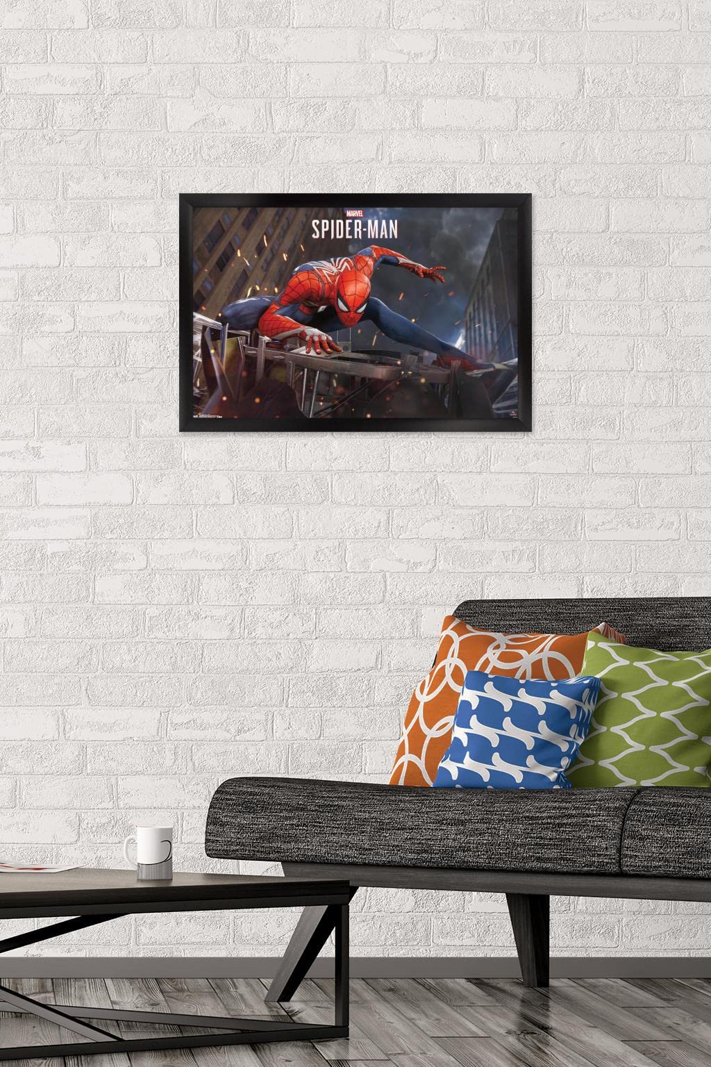 Trends International Marvel Comics - Spider-Man - Action Wall Poster, 14.725'' X 22.375'', Black Framed Version