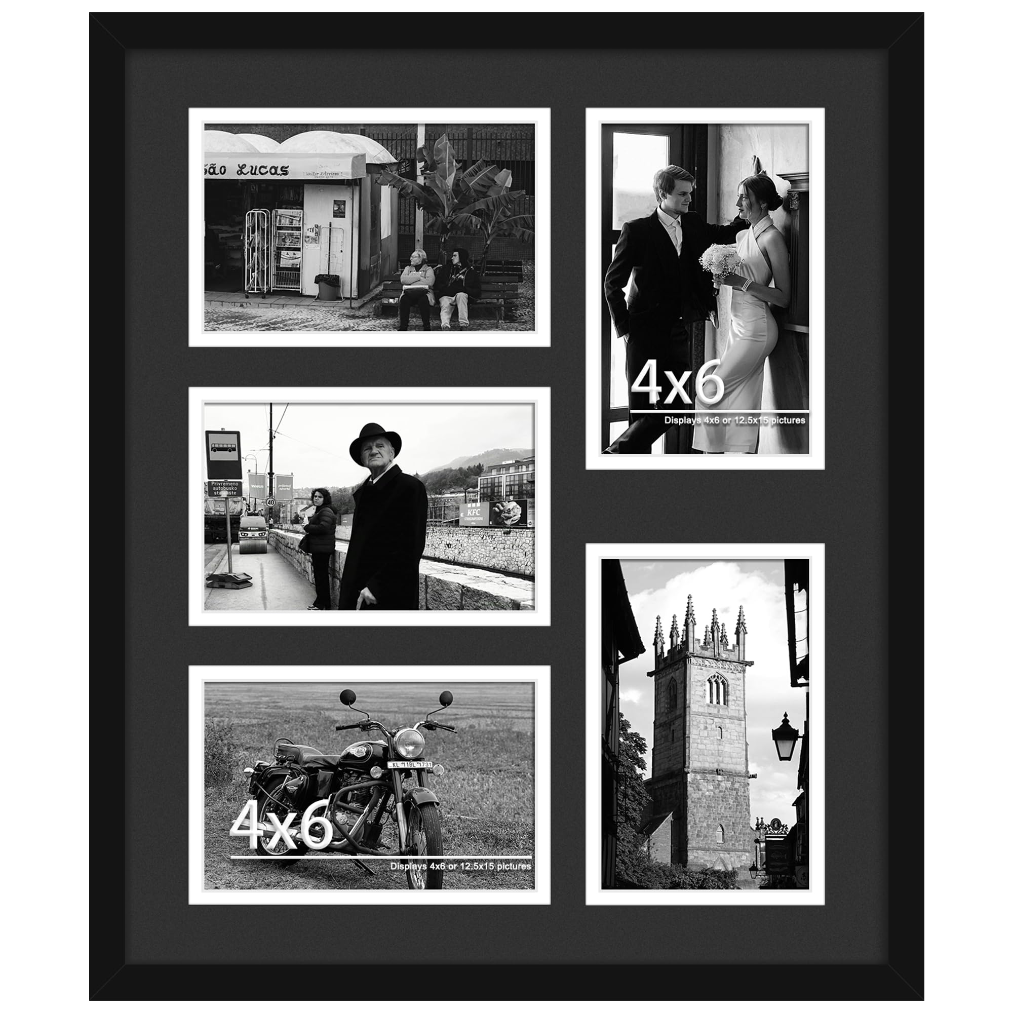 DUENPY 12.5x15 Collage Picture Frame, 4x6 Collage Picture Frame, Displays Five 4x6 inch Photos, Wall Decor Wall Hanging or Table
