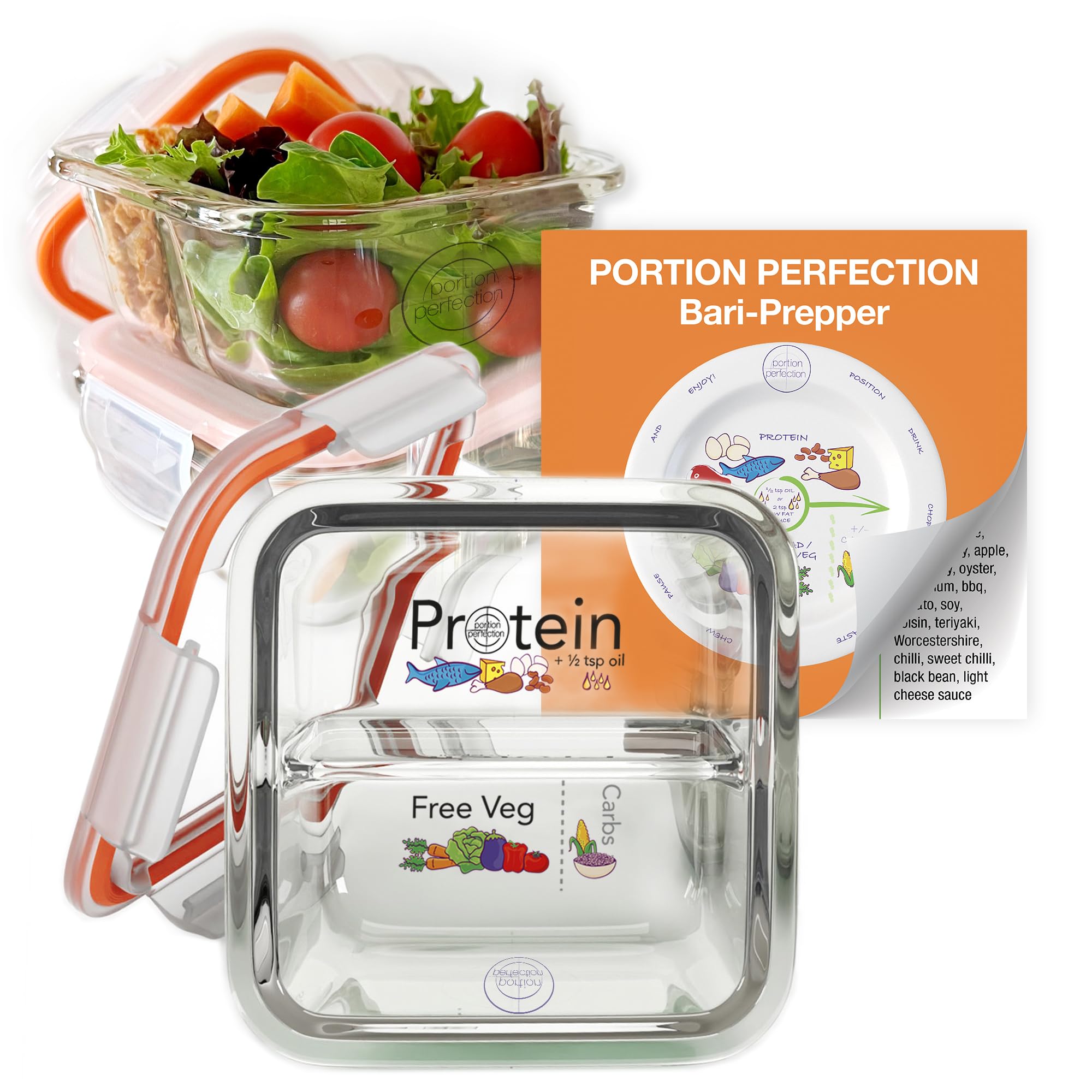 Portion Perfection Bariatric Must Haves / 3 Pk Bariatric Meal Prep Containers Reusable Glass Portion Control Container | Gastric