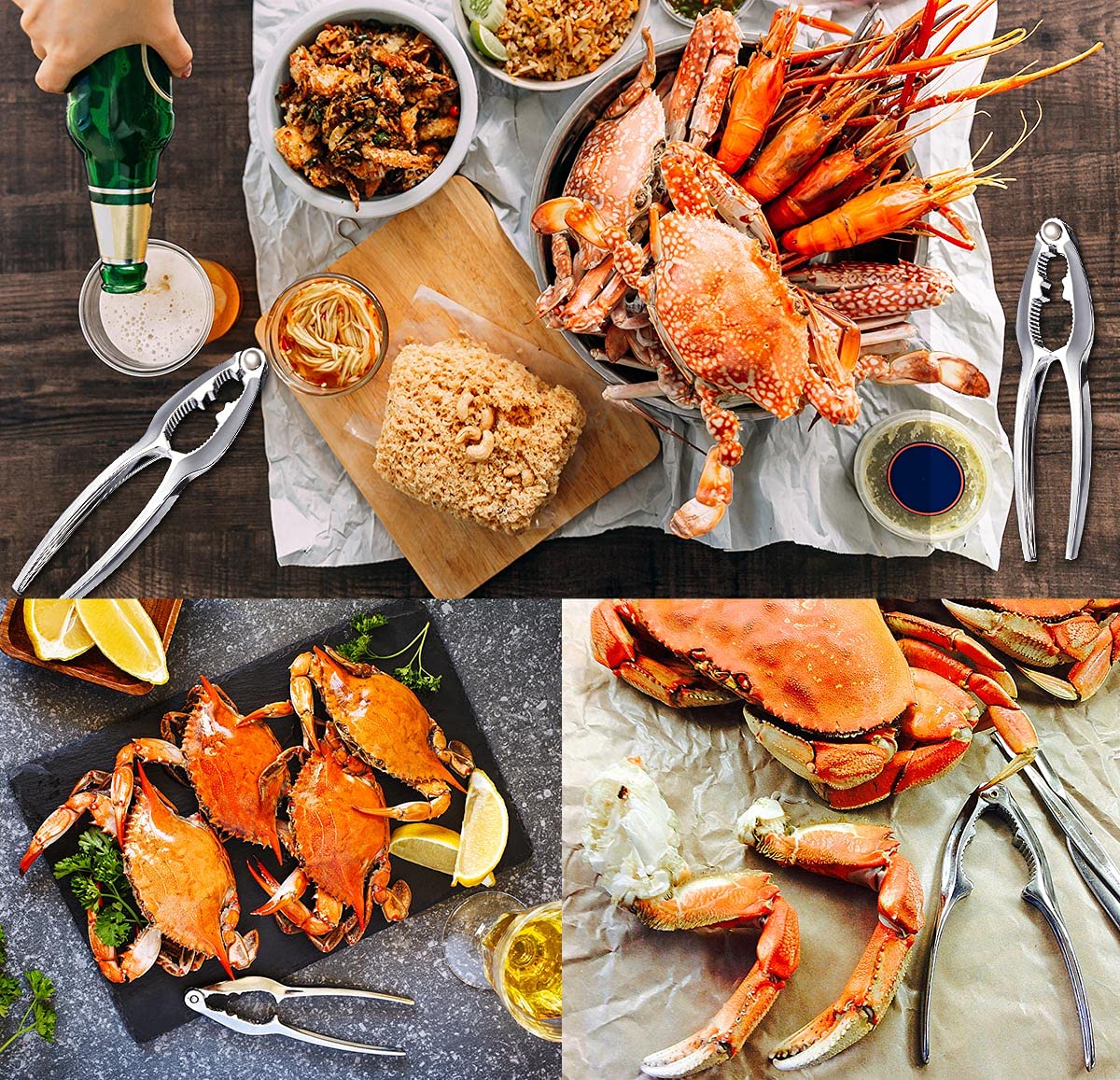 12 Pcs Crab Crackers And Tools, Lobster Crackers, Nut Crackers For Crab Legs, Heavy Duty Seafood Cracker Picks Tools, Opener Hom