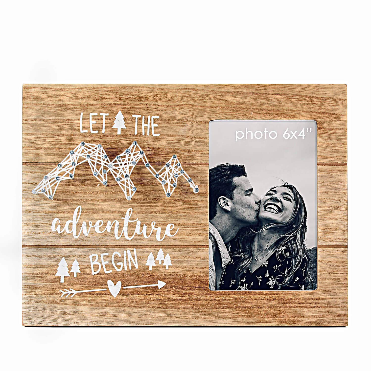 VILIGHT Graduation Gifts - Congratulation Presents for Newly Engaged Couples - Let The Adventure Begin Rustic Picture Frame for 