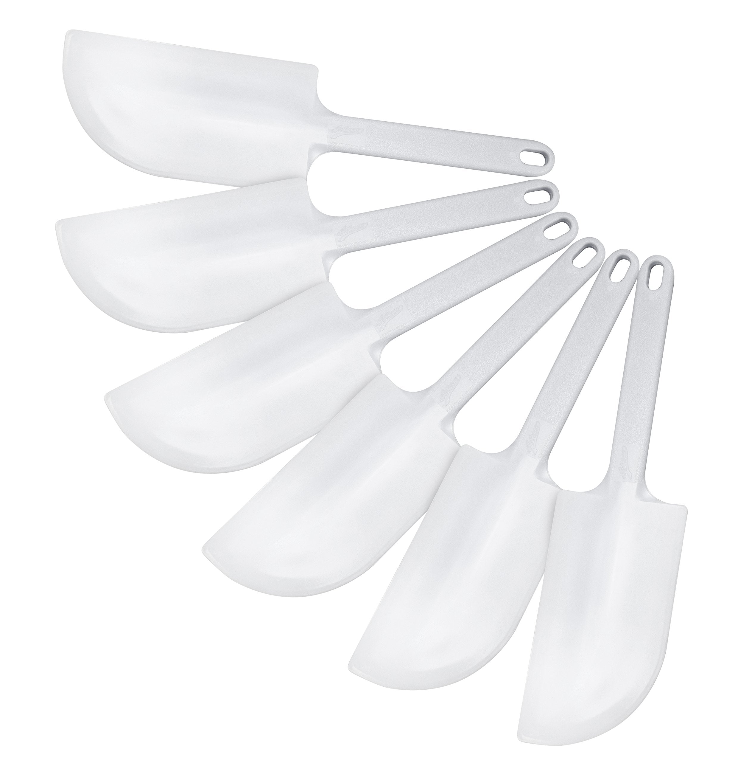 Ateco 1311 2-In-1 Bowl Scraper/Spatula Set, 6-Pieces, Food-Safe Plastic, White