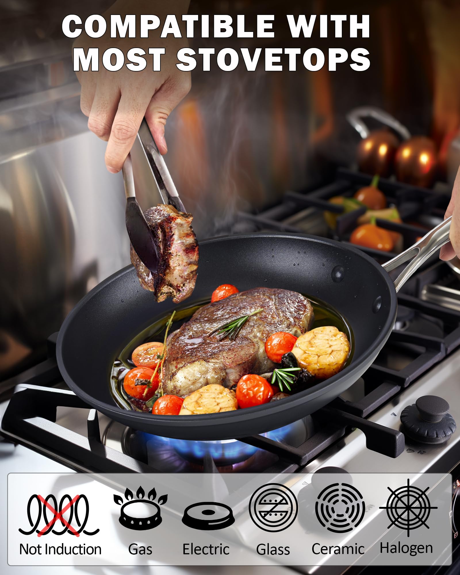 Cooks Standard 8-Piece Nonstick Hard Anodized Cookware Set, Pots and Pans Set Includes Saucepans, Stockpot, Frying Pans, Lids, B