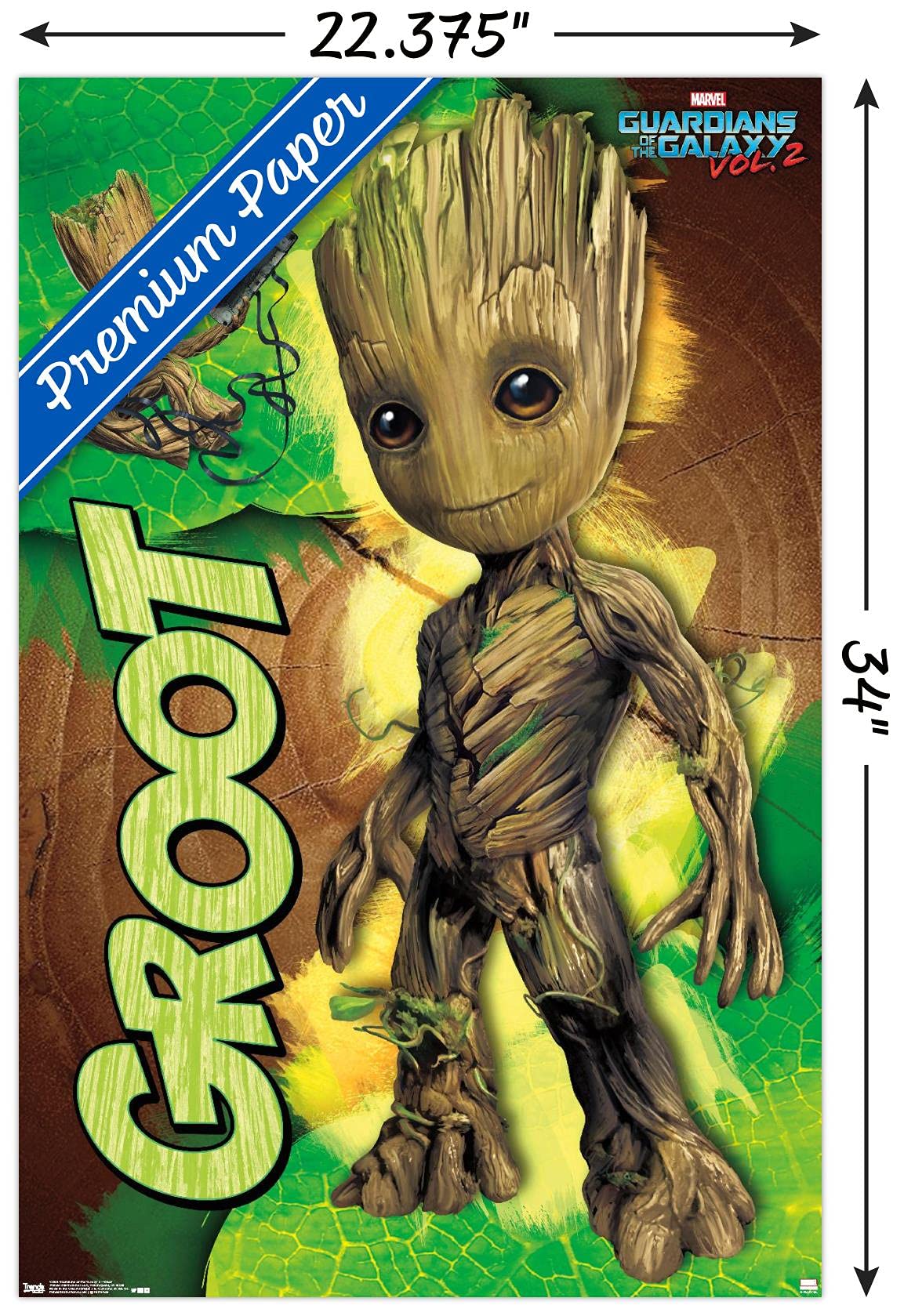 Trends International Groot Wall Poster & Clip Bundle - 22.375" x 34", Premium Quality, Marvel Cinematic Universe, EBPOD15096PC