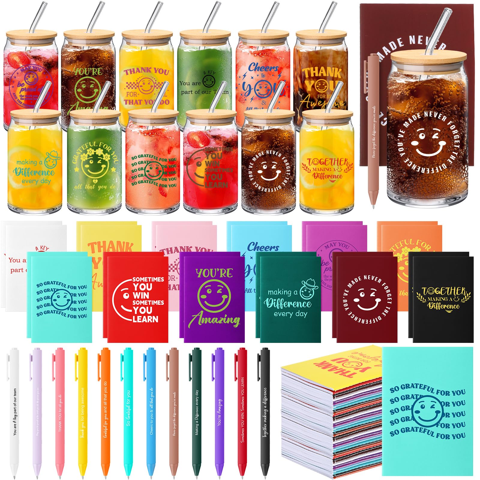 Skylety 12 Set Nurse Practitioner Appreciation Week Gifts Bulk Employee Thank You Tumblers with Lid Inspirational Spiral Noteboo