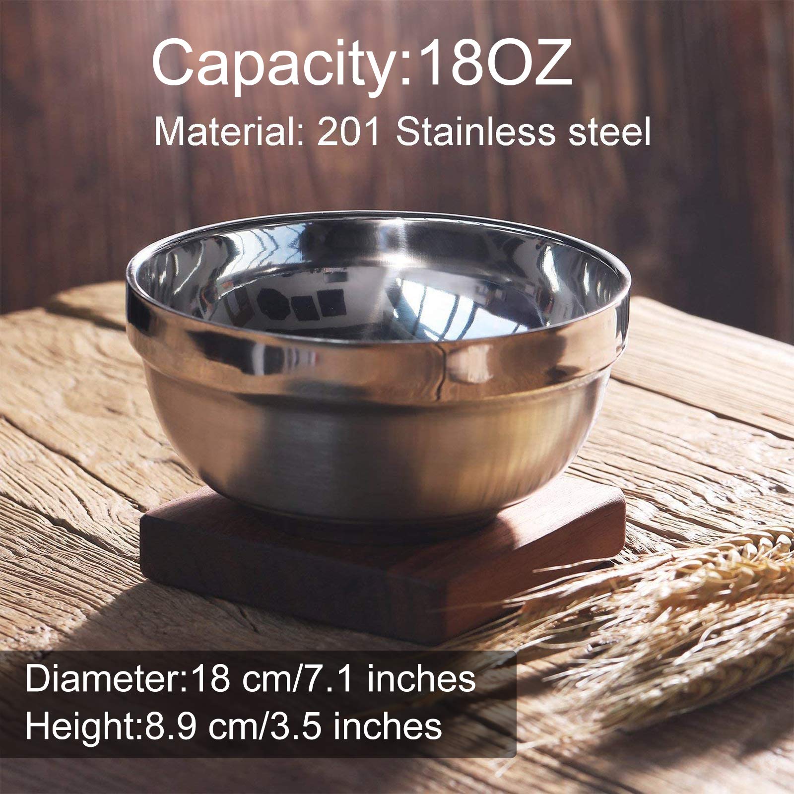 Satinior 10 Pack 21 Oz Stainless Steel Bowls Double Walled Insulated Soup Bowls Multipurpose Rice Ice Cream (18 Oz)