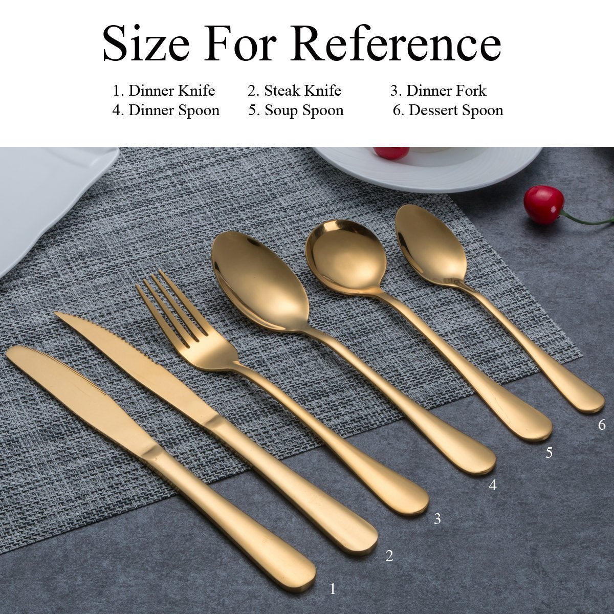 Gold Soup Spoon, Berglander 6 Piece Stainless Steel Titanium Plating Round Spoons, Dinner Spoon Pack Of 6