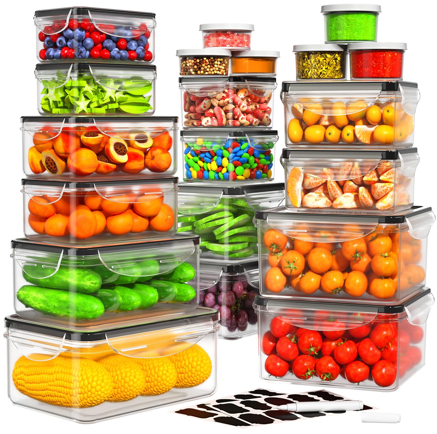Hometall 40 Pcs Food Storage Containers Large
