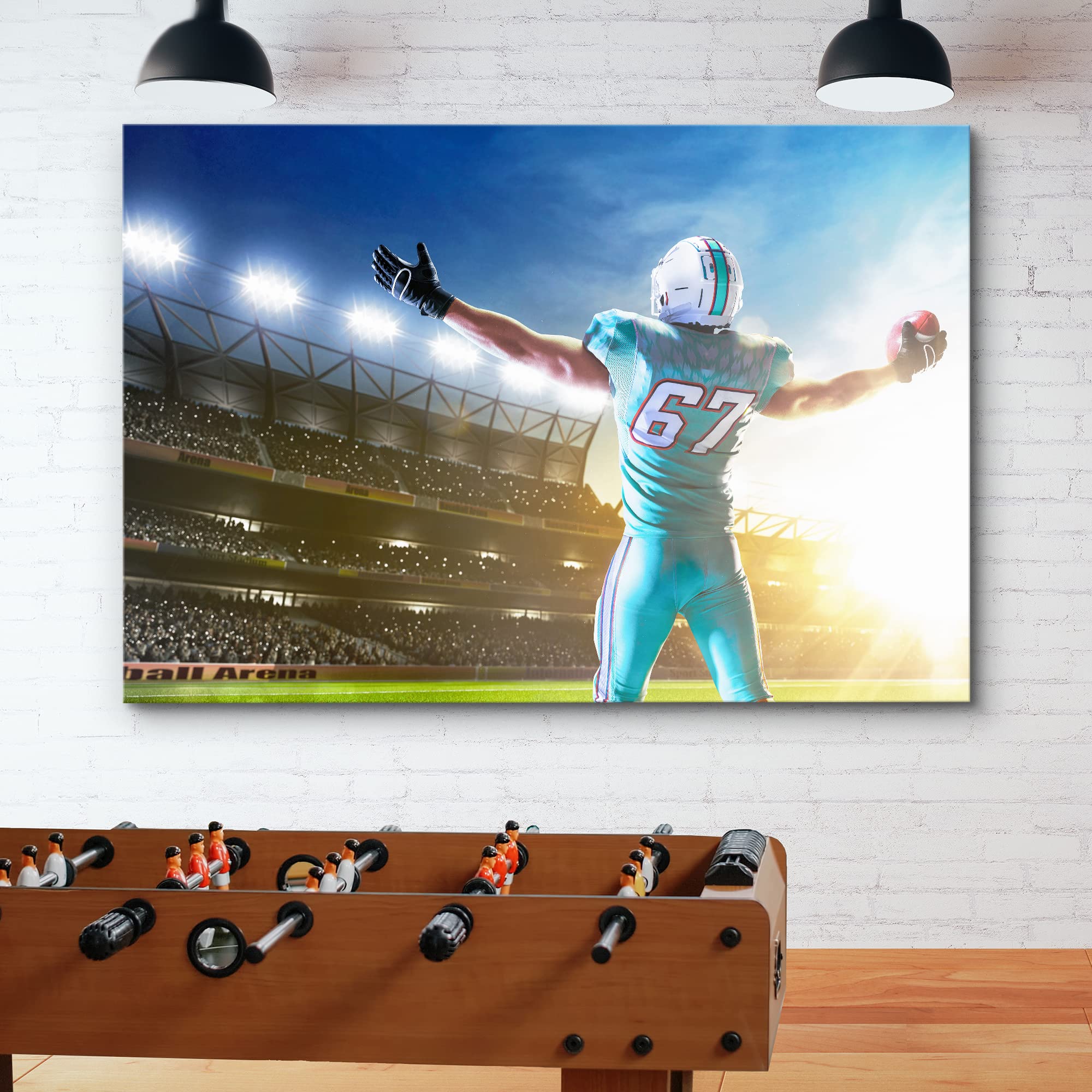 Wall26 Canvas Print Wall Art Sunset Neon Football Stadium Celebrating Goal Athletes Sports & Fitness Photography Realism Decorat