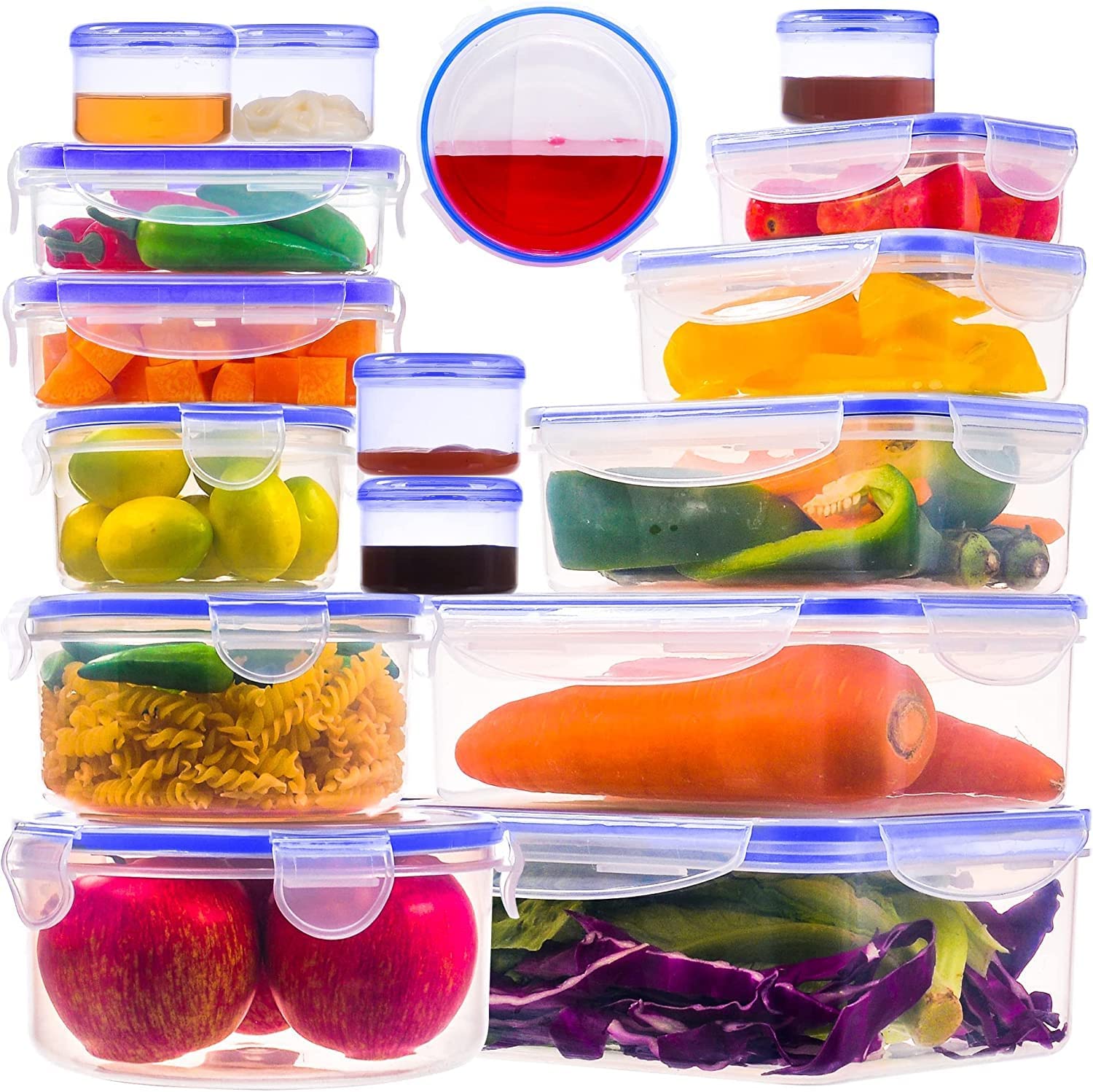 32 Pcs Large Plastic Food Storage Containers-85 Oz To Sauces Box Stackable Kitchen Storage Bowls Sets-Bpa Free Leak Proof With L
