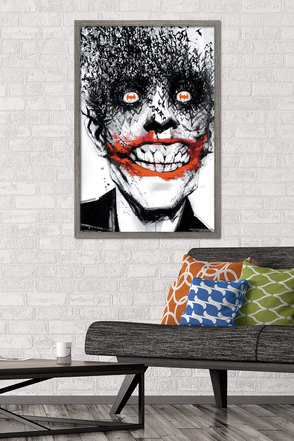 Trends International Dc Comics - The Joker - Bats Wall Poster, 22.375'' X 34'', Barnwood Framed Version