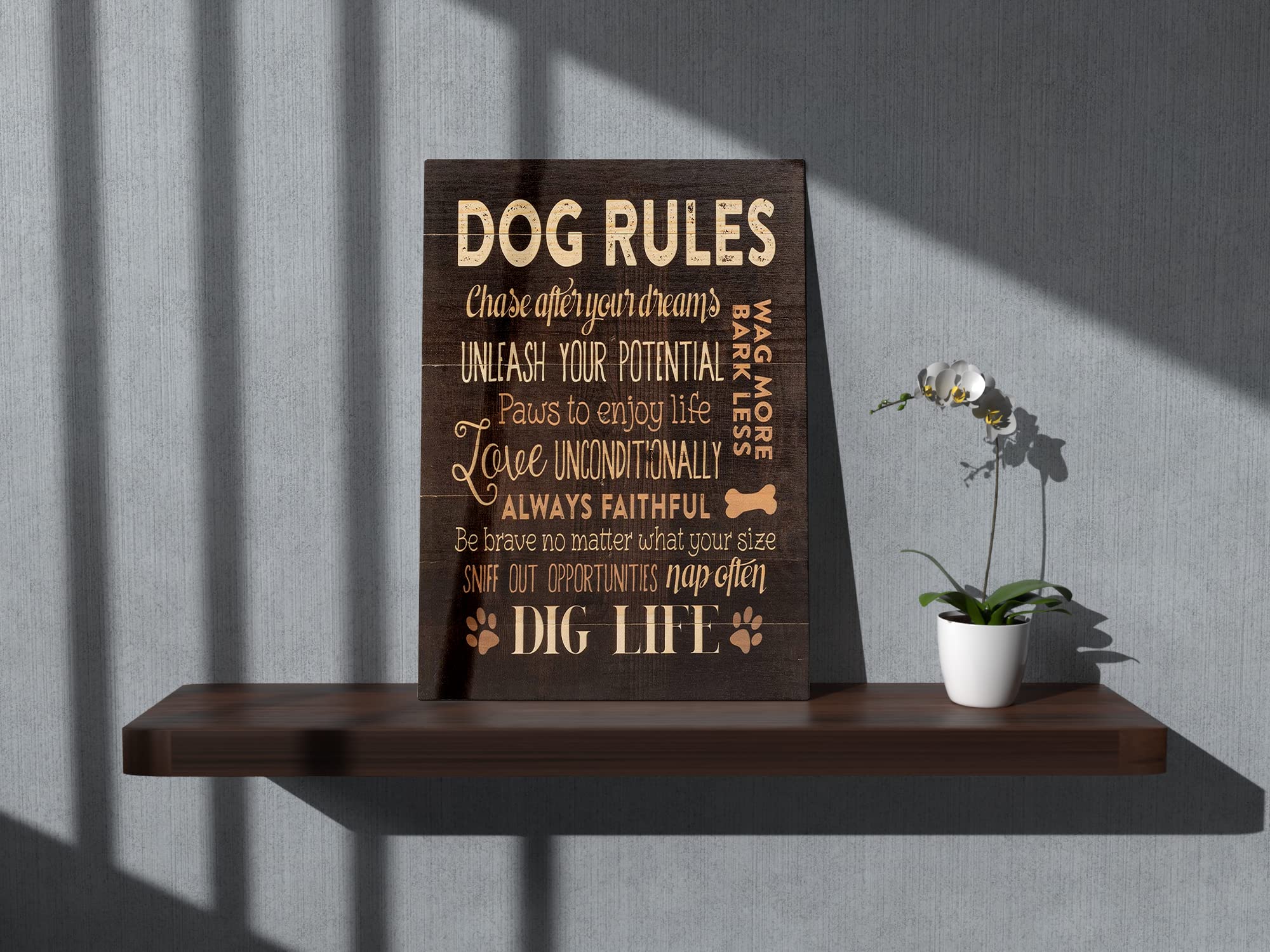 Bxfahzj Dog Rules Paw Prints Wall Art Canvas Farmhouse Funny Dog 11X14 Inch Prints Decor For Dog Room Home Bedroom Gifts For Dog