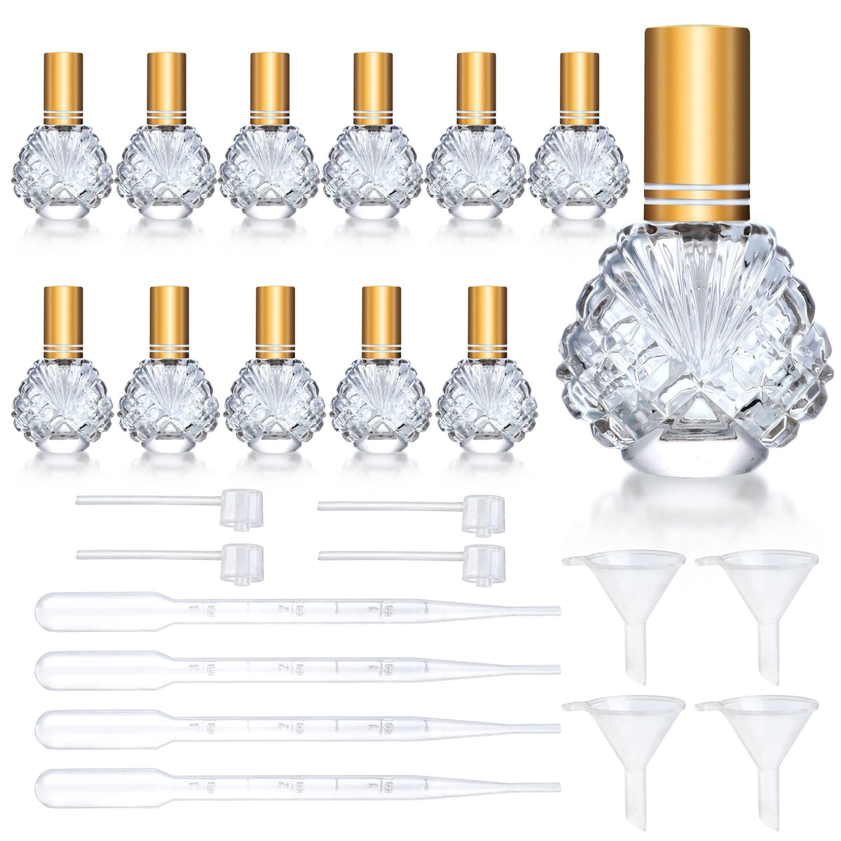 Yu Feng 12Pcs 15Ml Glass Bottle Perfume Atomizer Refillable Spray Empty Perfume Bottle With Funnels Pipettes Dispenser For Perfu