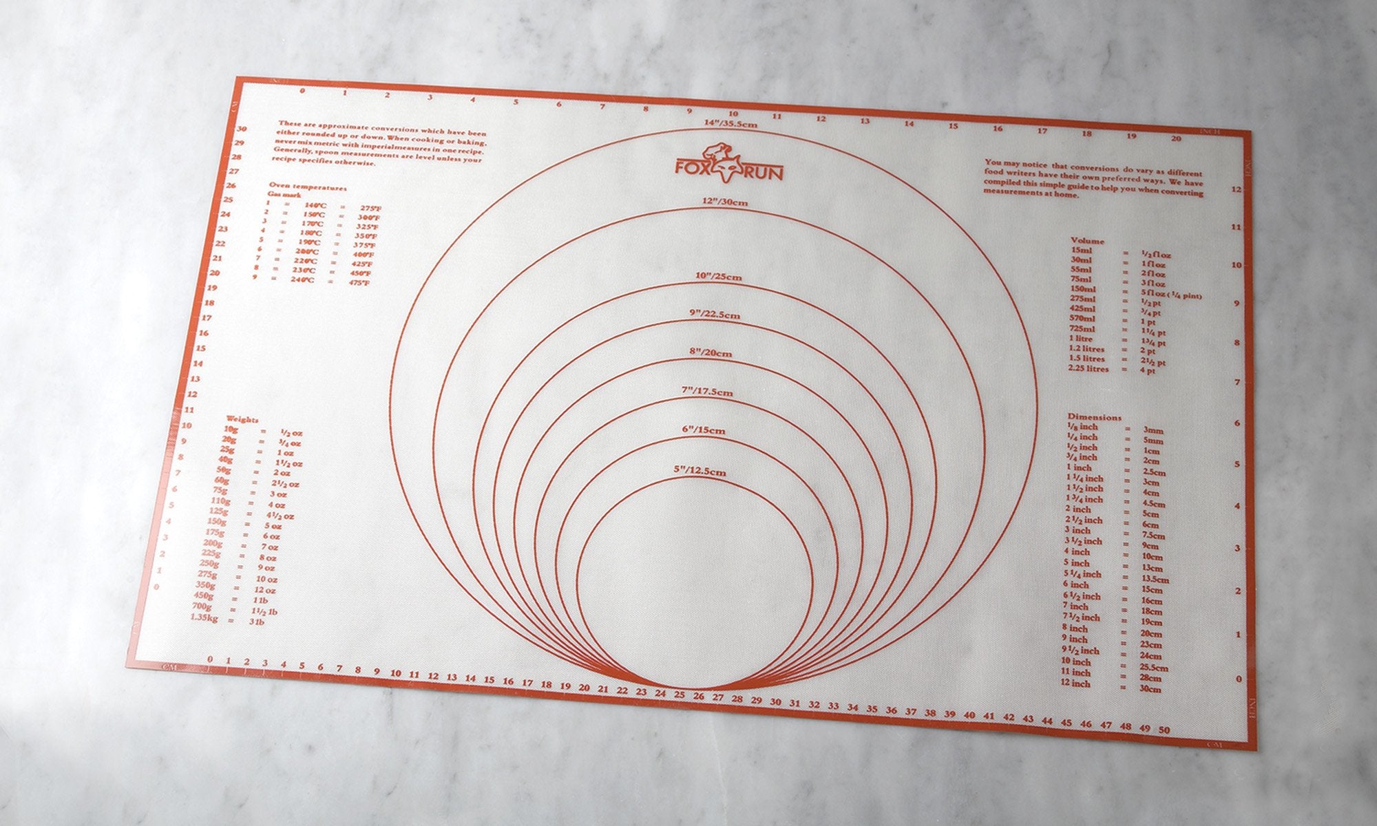 Fox Run Pastry/Baking Mat With Measurements, Silicone