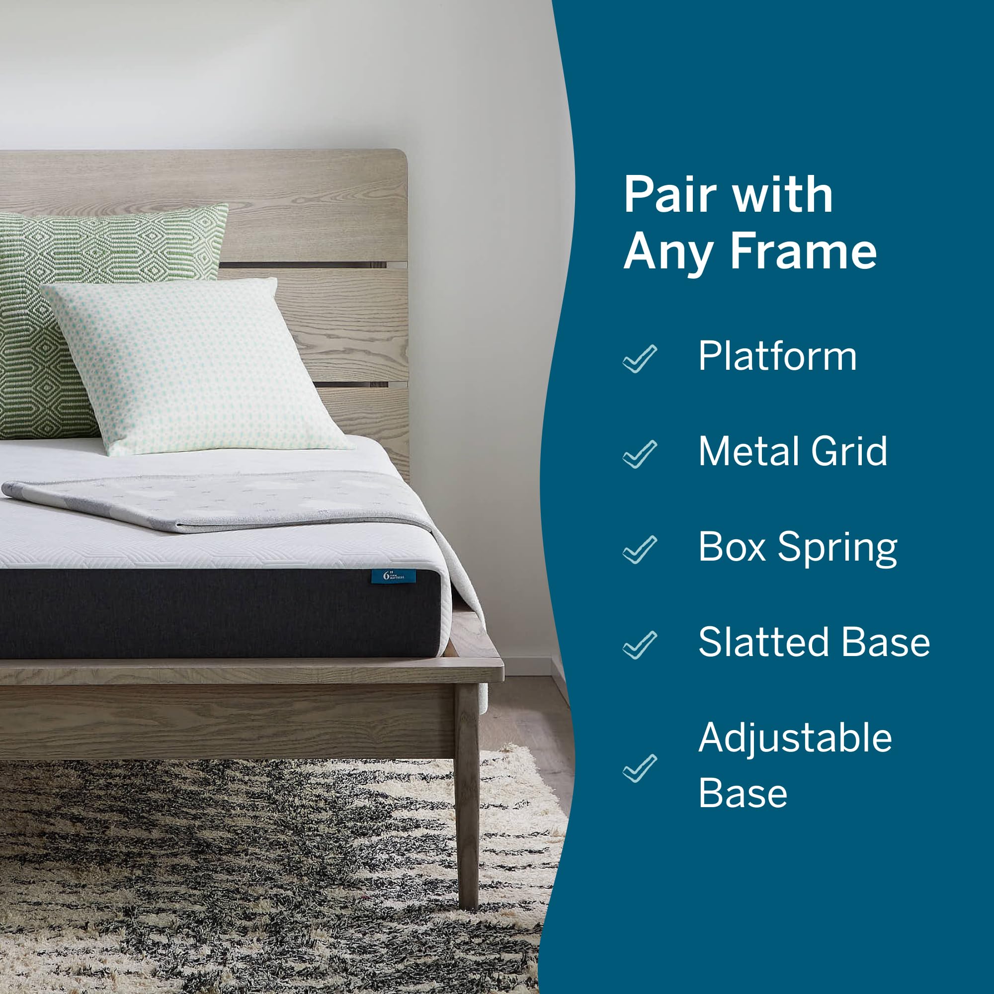 Lucid 6 Inch Memory Foam Mattress - Low Profile - Medium Firm Feel - Infused with Bamboo Charcoal and Gel - Bed in a Box - Tempe