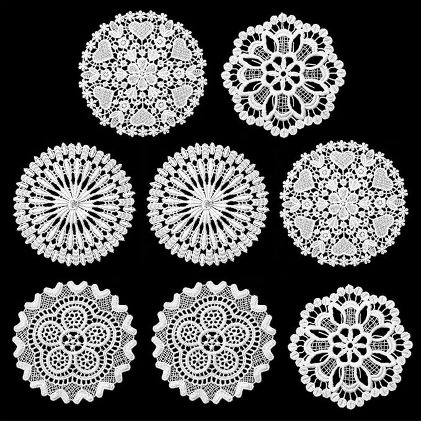 Round Table Mats 8Piece Vintage Lace Coaster Set Milk Silk Table Placemats