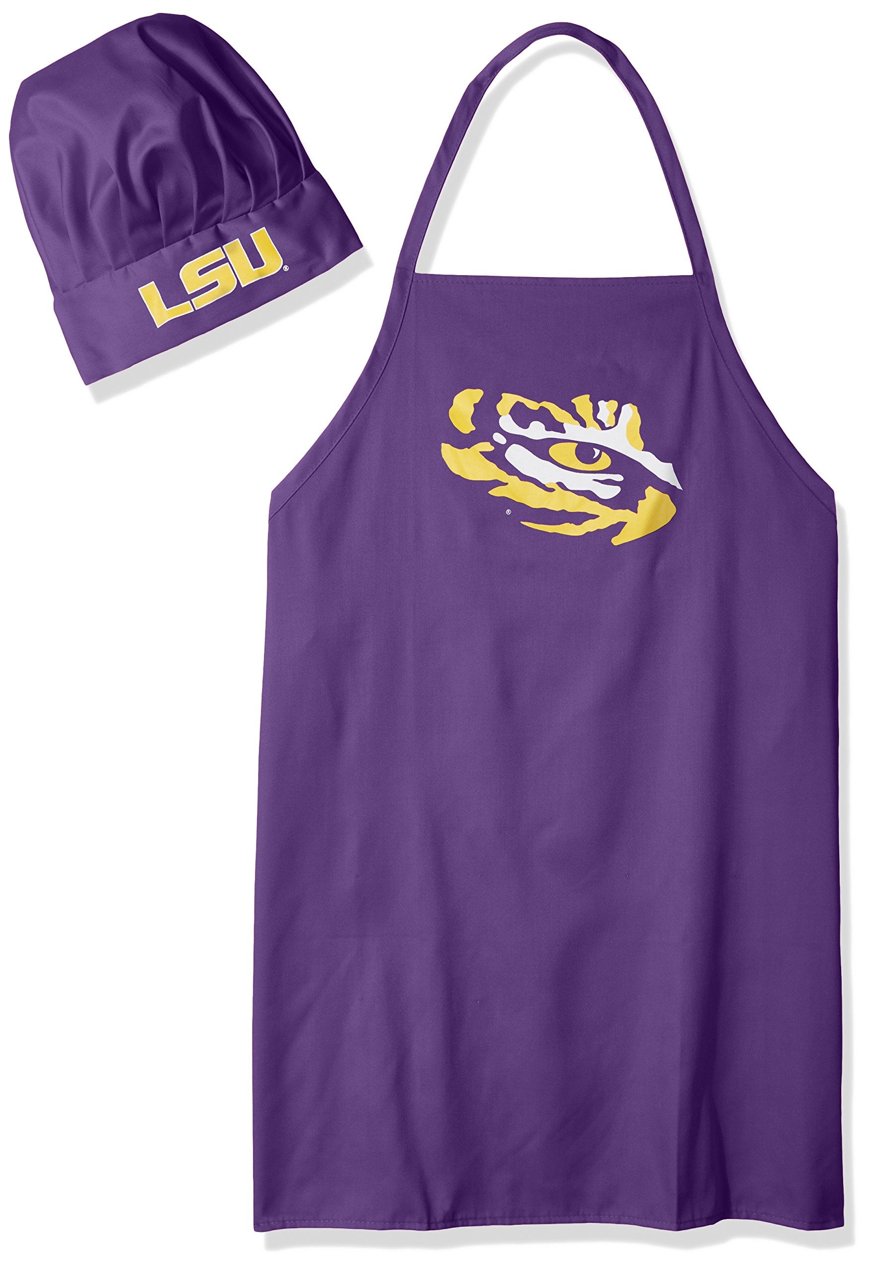 Pro Specialties Group Ncaa Lsu Tigers Mens Chef Hat & Apron, Full Color Team Logo, One Size