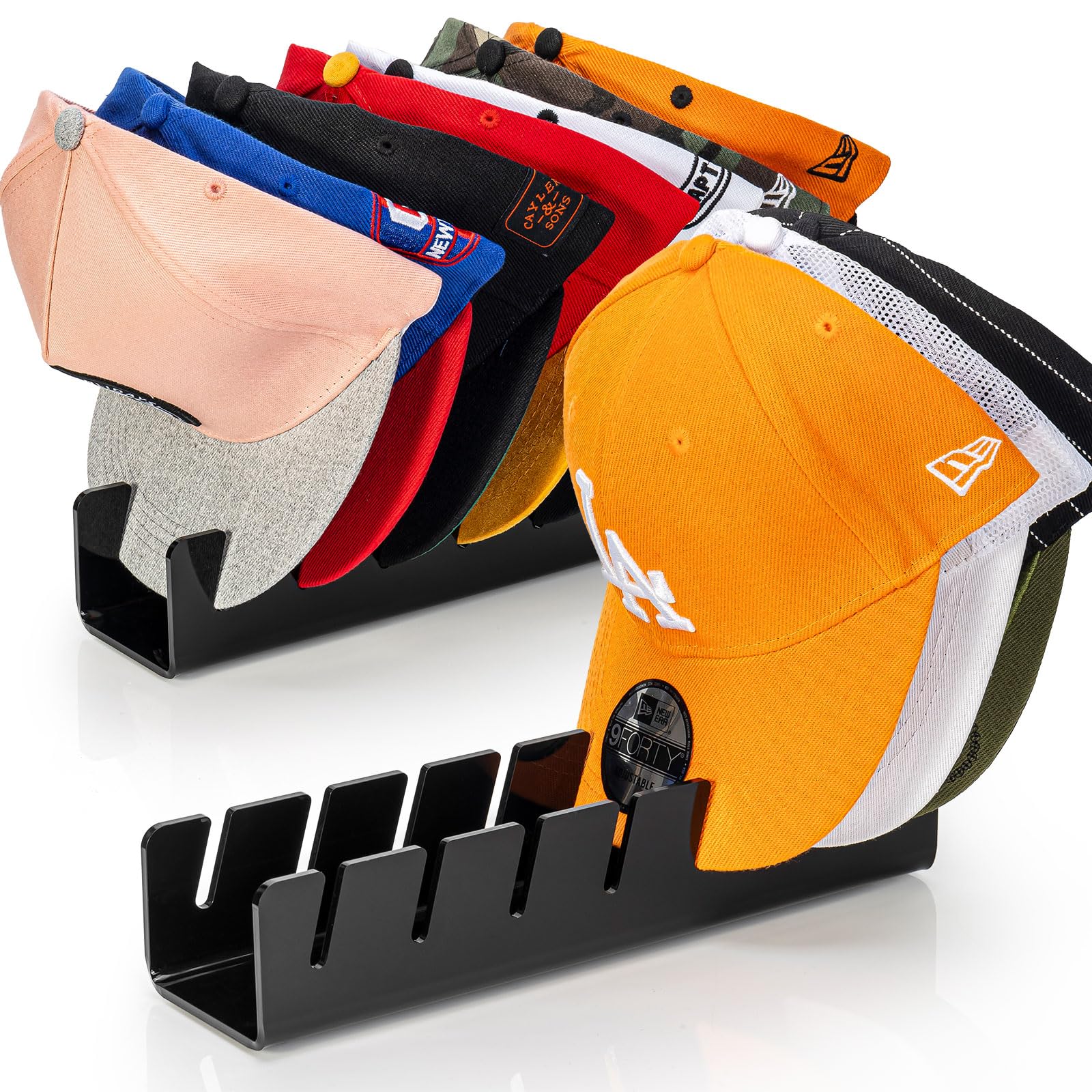 Hayvan Hat Organizer For Baseball Caps 2 Packs, Acrylic Cap Storage Holder For Ball Cap, Golf Cap, Trucker Hat - Install-Free |