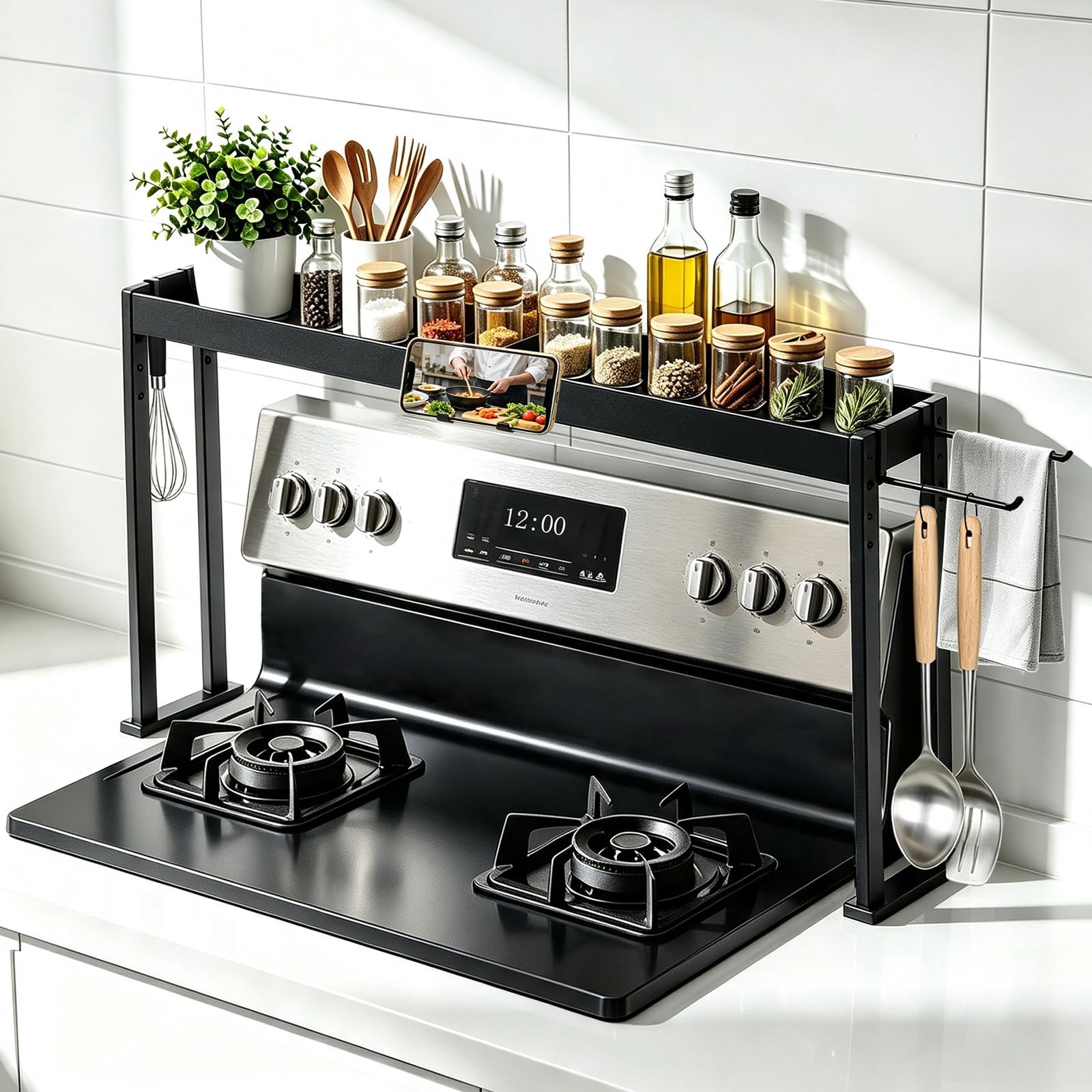 Over the Stove Shelf 33 Inch, Stove Top Shelf, Over the Stove Spice Rack