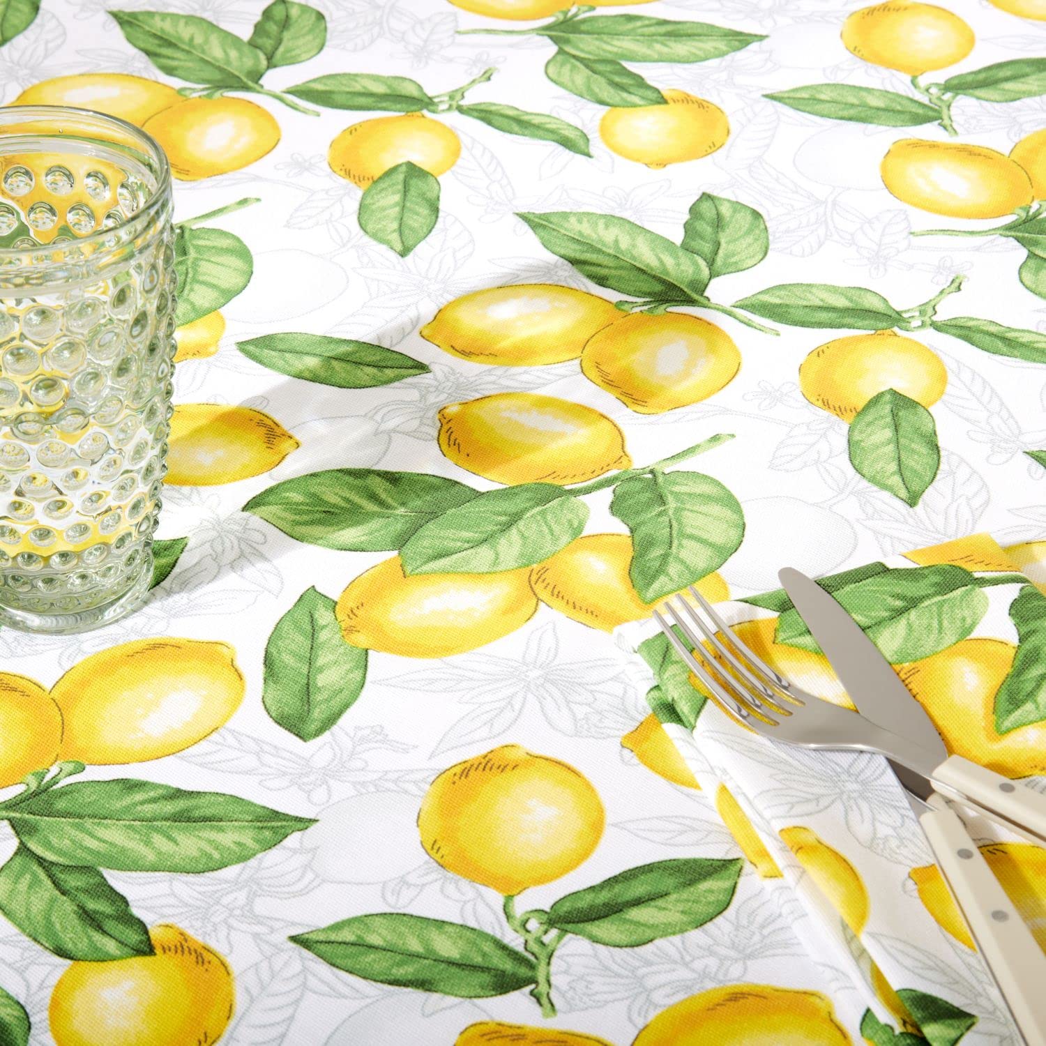 Martha Stewart Lots Of Lemons Tablecloth Single Pack, White/Yellow, 60''X120''
