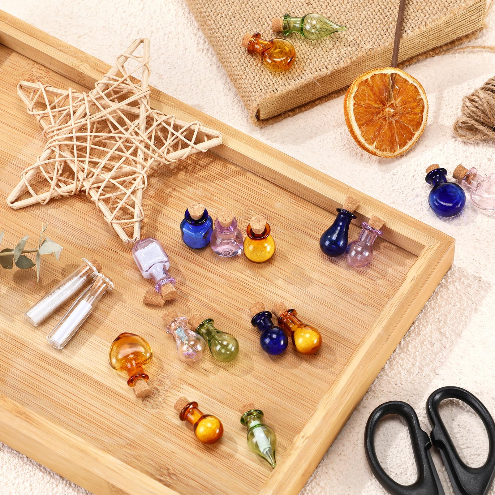 Geiserailie 80 Pieces Tiny Glass Bottles Spell Jars with Cork Stoppers Small Mini Wishing Potion Bottles Witchcraft Supplies for