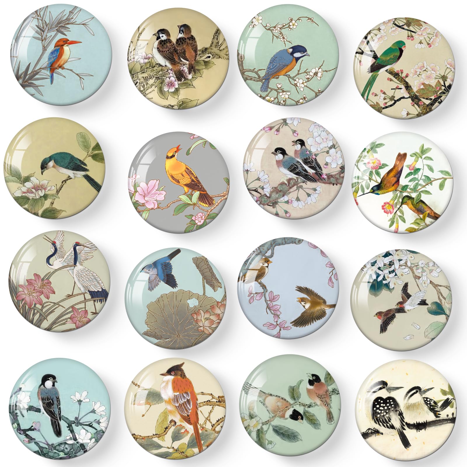 MORCART 16PCS Bird Fridge Magnets, Cute Decoration for Refrigerator Locker Whiteboard Decorative Magnetic Board Cabinets Classro