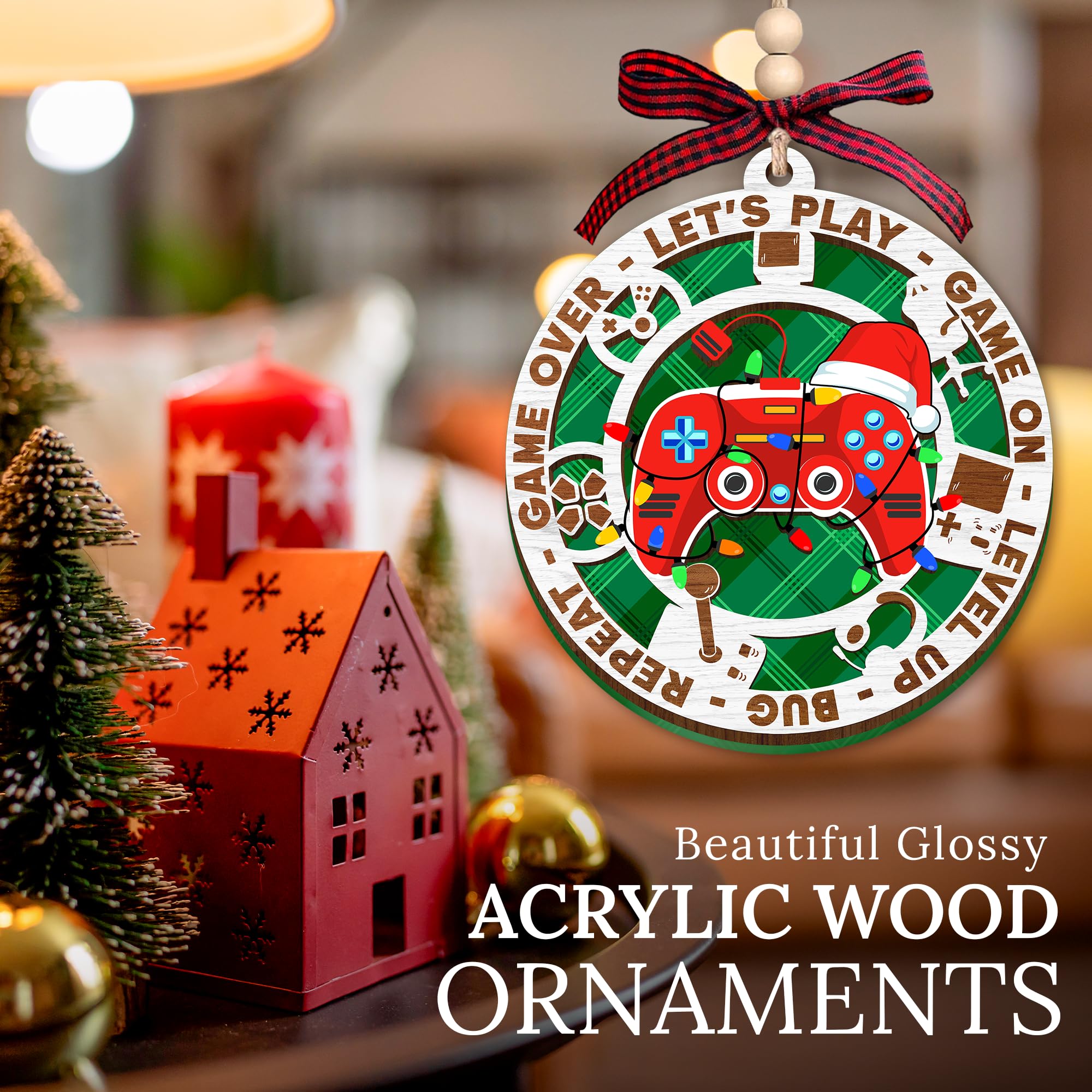 HEXMOZ Gaming Christmas Ornaments - Gamer Ornaments for Christmas Tree - Video Gamer Gifts for Teen Boys, Gamers, Sons, Brothers