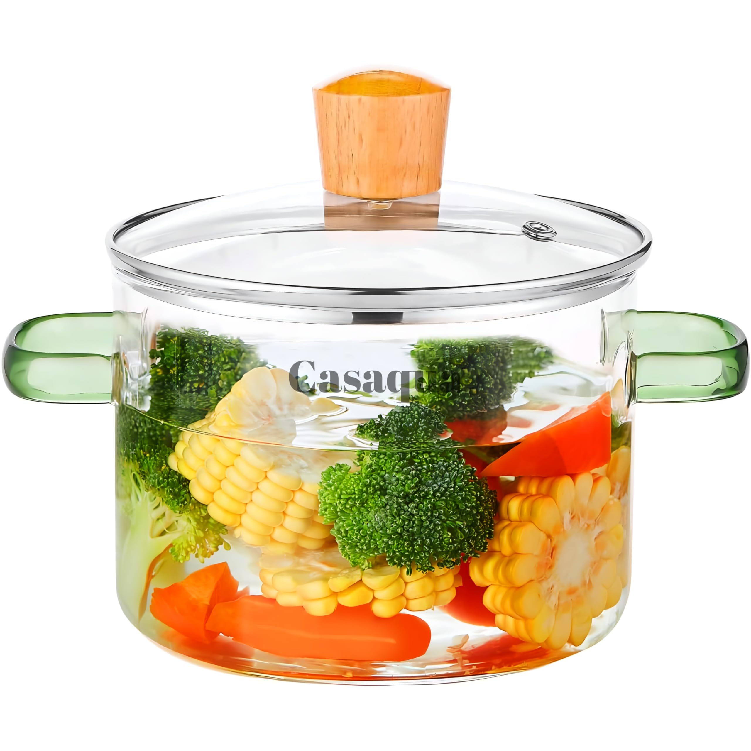 Casaqua Glass Pot For Gas Stove Top Cooking 1600Ml, Pack Of 1 Heat Resistant Glass Boiling Saucepan With Lid For Pasta, Noodle, 