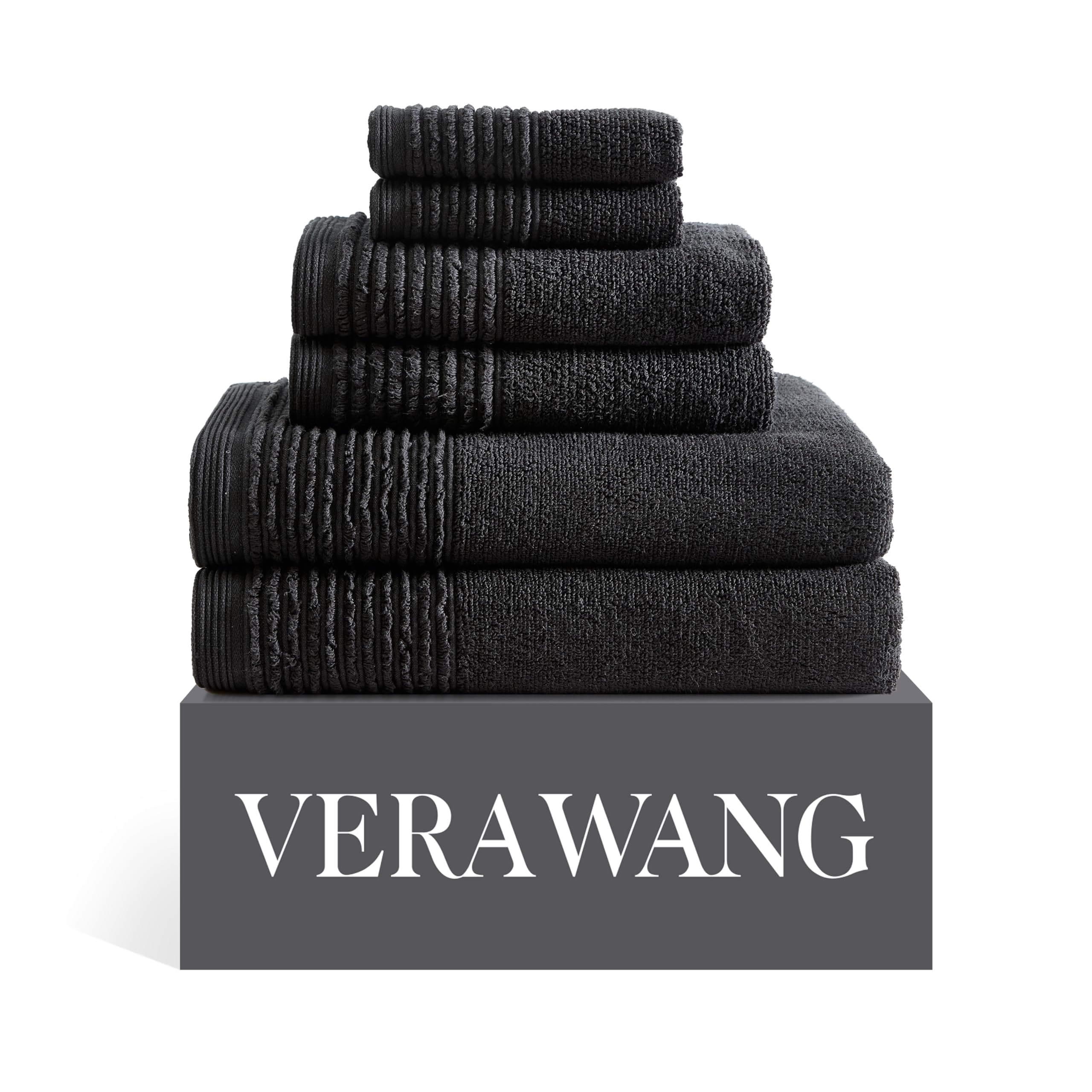 Vera Wang - Bath Towels Set, Luxury Cotton Bathroom Decor, Highly Absorbent & Medium Weight, Oeko-Tex Certified (Sculpted Pleat