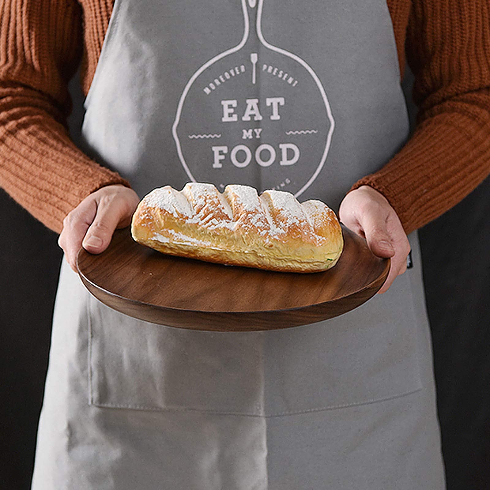 2 Pcs 10 Inch Acacia Wood Dinner Plates For Eating Wooden Round Charcuterie Boards Serving Platters For Food Dishes Cheese Tray