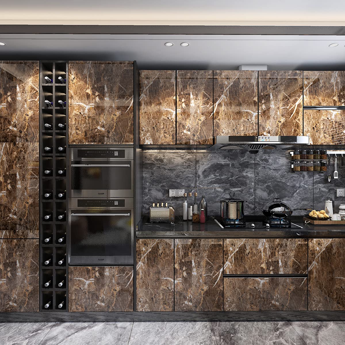 Totio Brown Marble Wallpaper Peel And Stick Countertop Granite Wallpaper Waterproof Self Adhesive Contact Paper Removable Vinyl