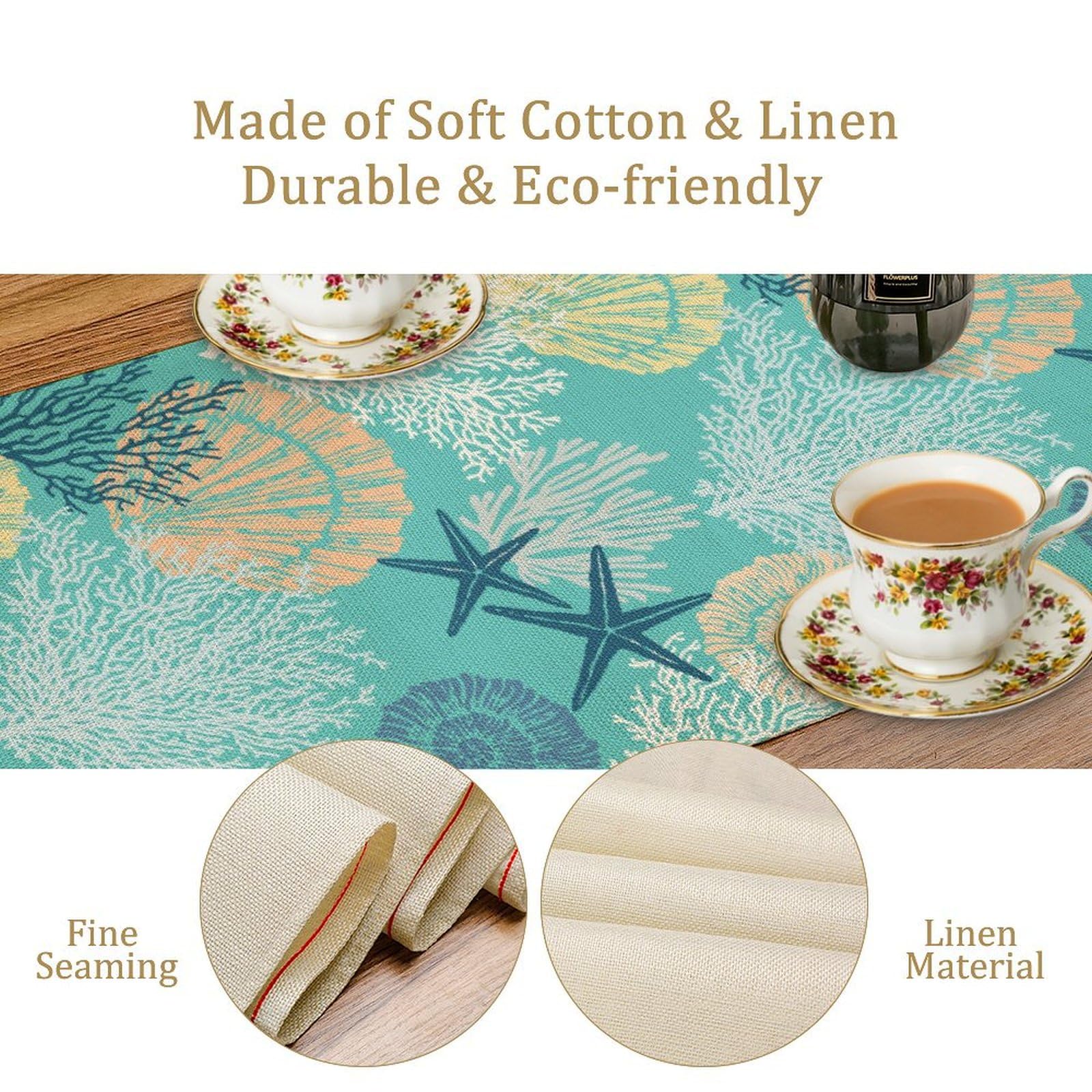 Coastal Beach Tablecloth,Sea Animals Starfish Summer Theme Nautical Sea Shells Satrfish Theam,Summer Ocean Home Decor For Table