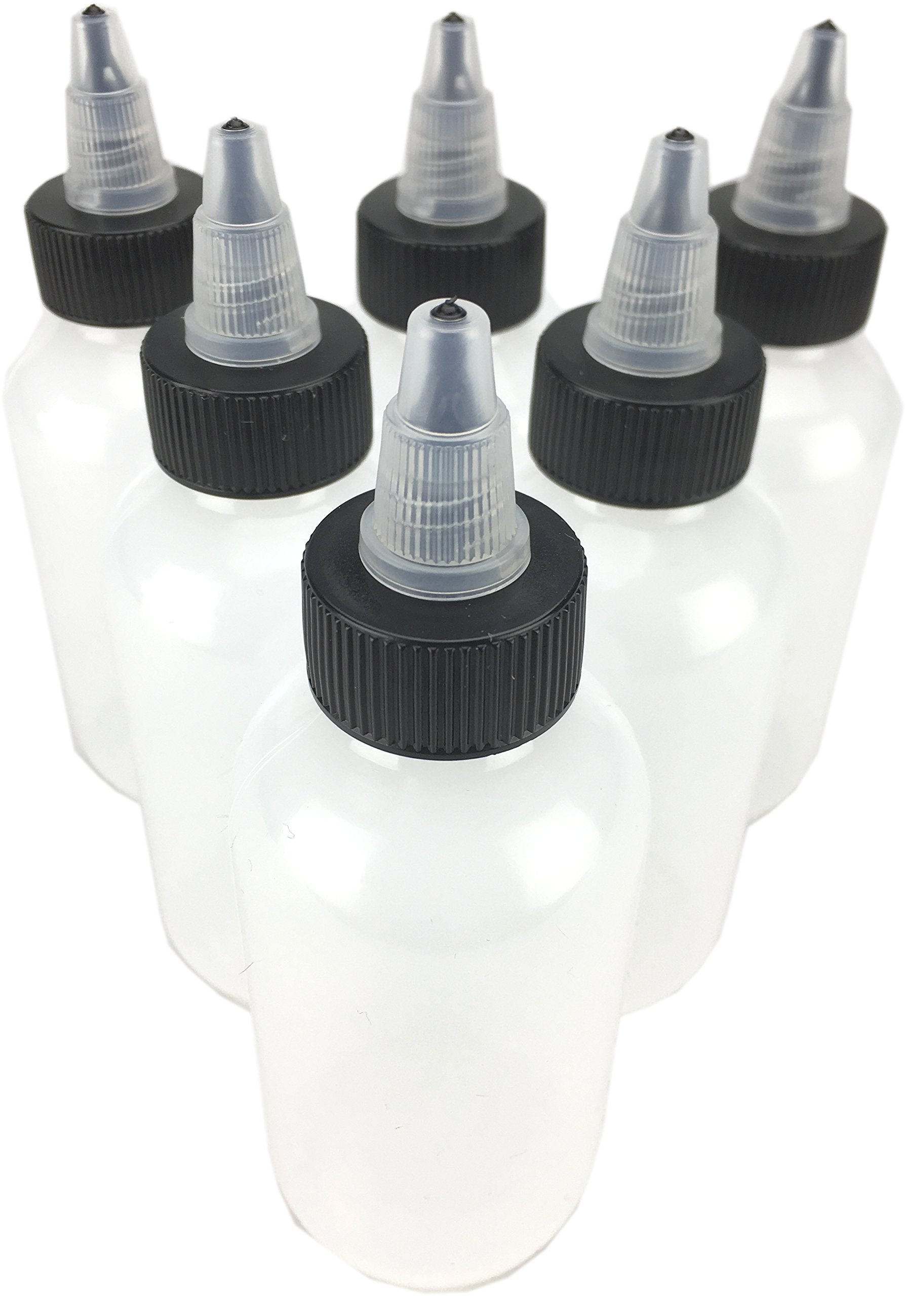 Hobbyland Squeeze Bottles, Ldpe Plastic Bottles, Natural Boston Round Bottles, Black And Natural Twist Caps (4Oz, 24/410 Neck, 6
