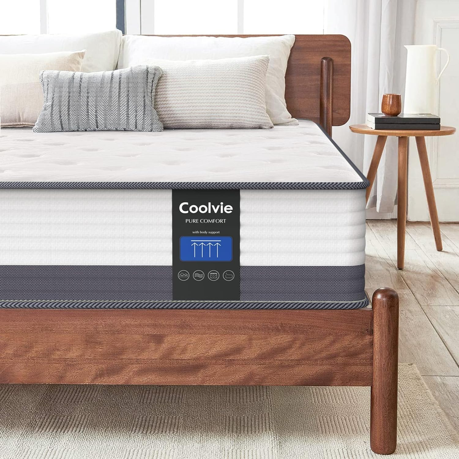 Coolvie Hybrid Queen Mattress 10 Inch - Medium Firm Queen Mattress In A Box, Individual Pocket Springs For Motion Isolation, Zon