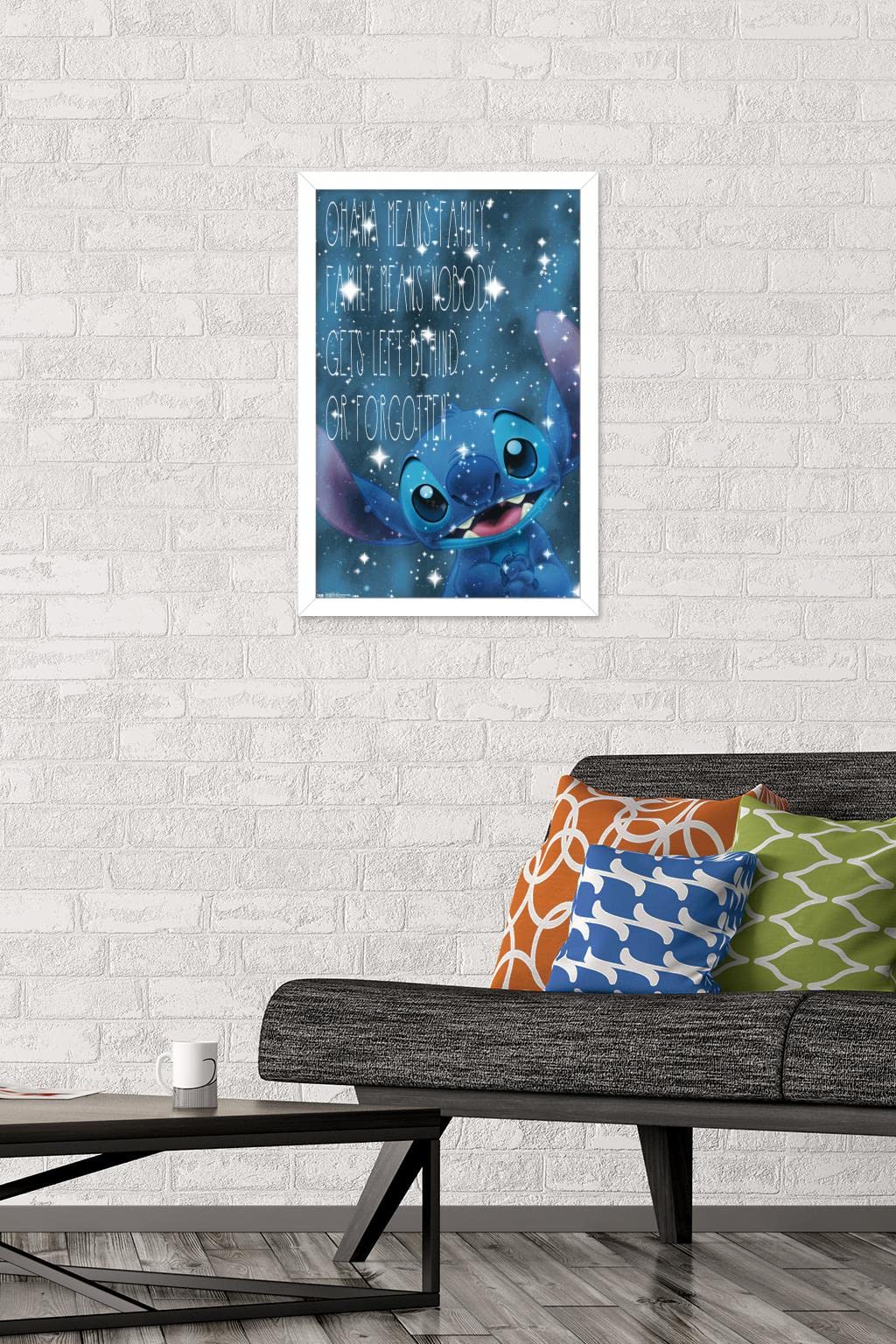 Trends International Disney Lilo And Stitch - Ohana Wall Poster, 14.725'' X 22.375'', White Framed Version