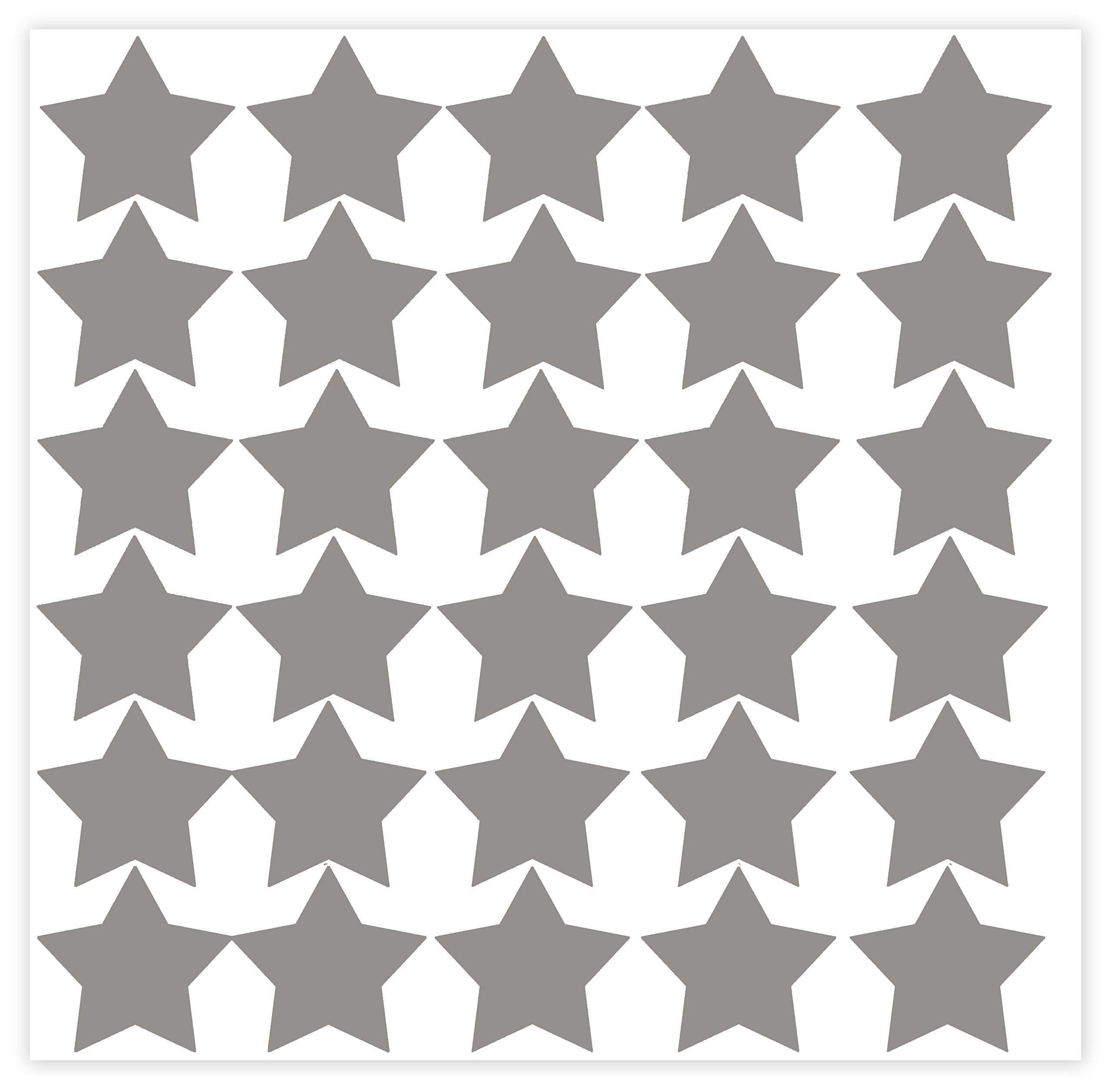 Wall Decor Plus More WDPM282 Star Vinyl Stickers for Home Decor 2-Inch Peel-N-Stick, Silver, 30-Piece, Metallic Silver
