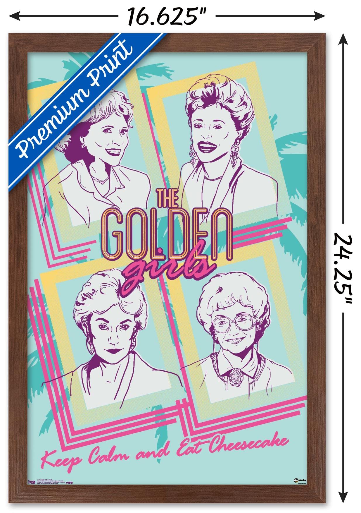 Trends International Golden Girls-Group Wall Poster, 14.725 In X 22.375 In, Mahogany Framed Version
